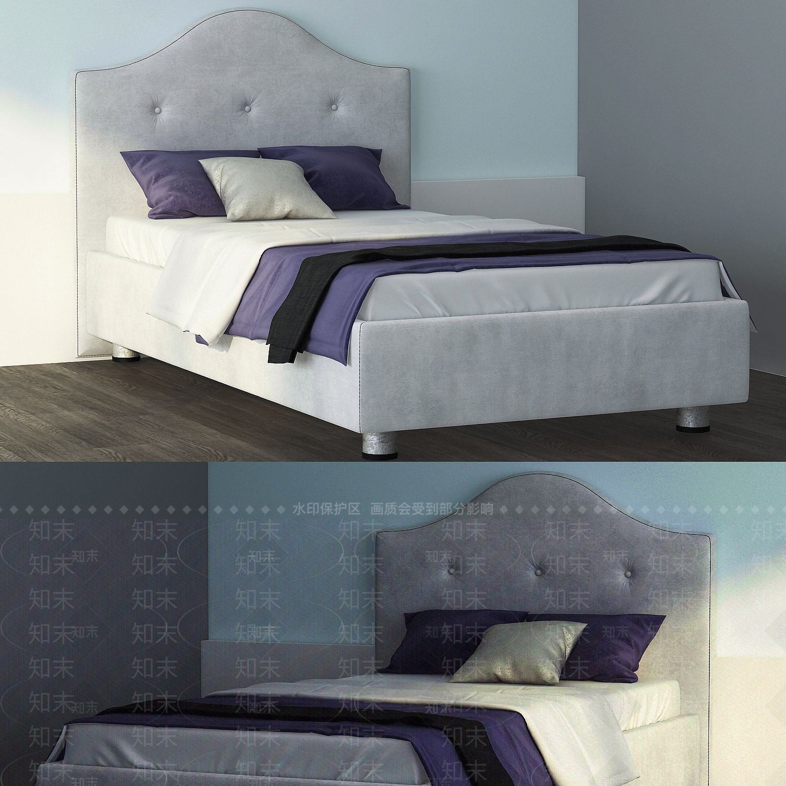 法式皮革童床3D模型下载【ID:1189837011】