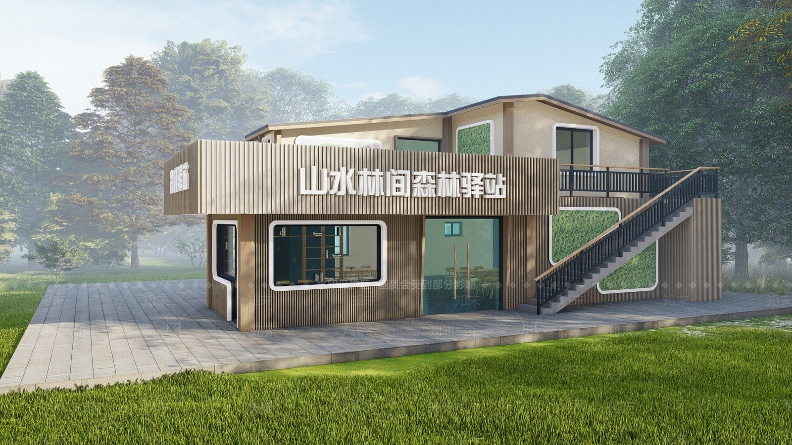 新中式原木小公建SU模型下载【ID:1189837284】