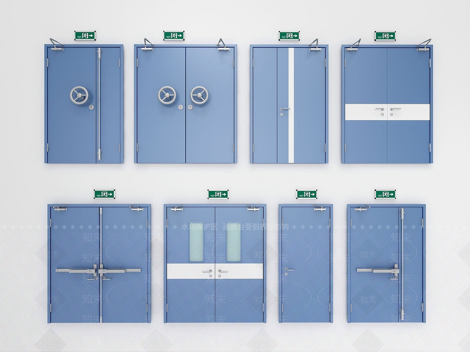 现代消防门组合3D模型下载【ID:1189837445】