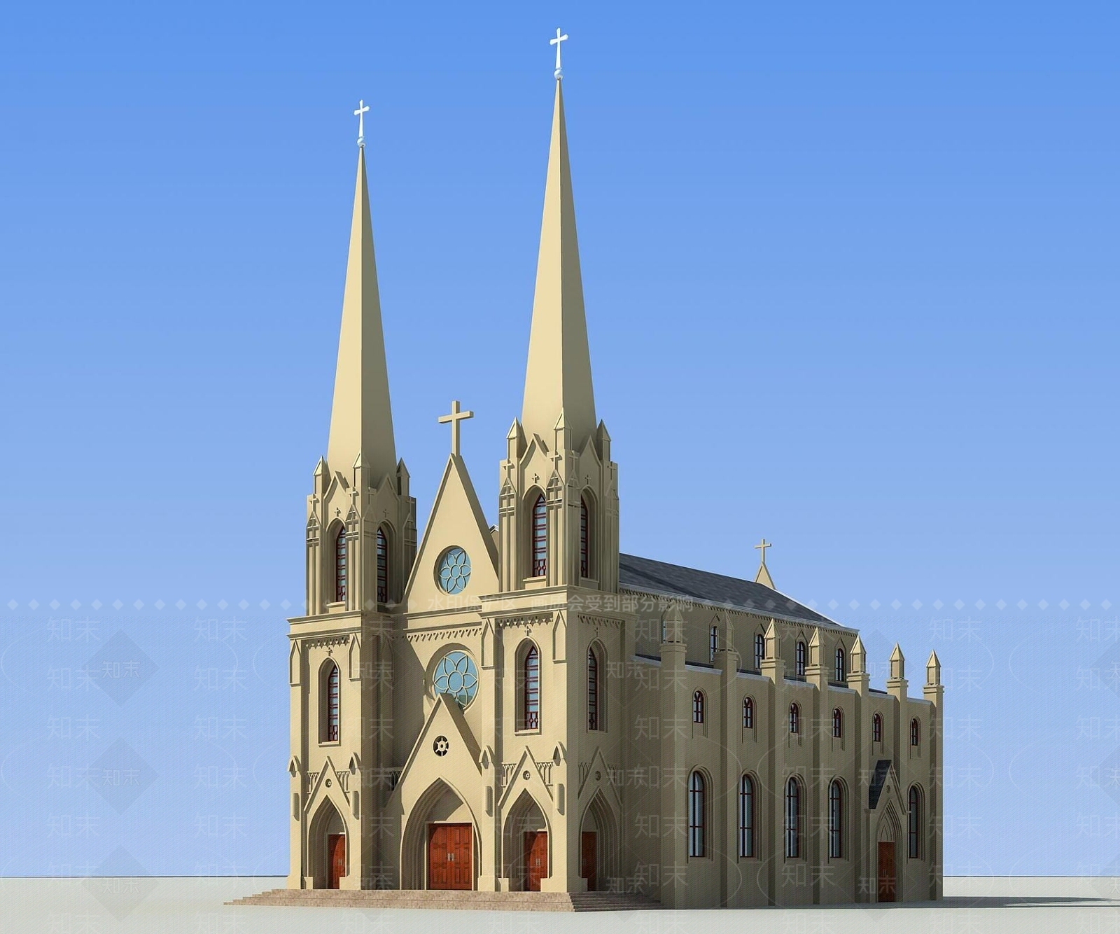 欧式古典欧式教堂3D模型下载【ID:1189838375】