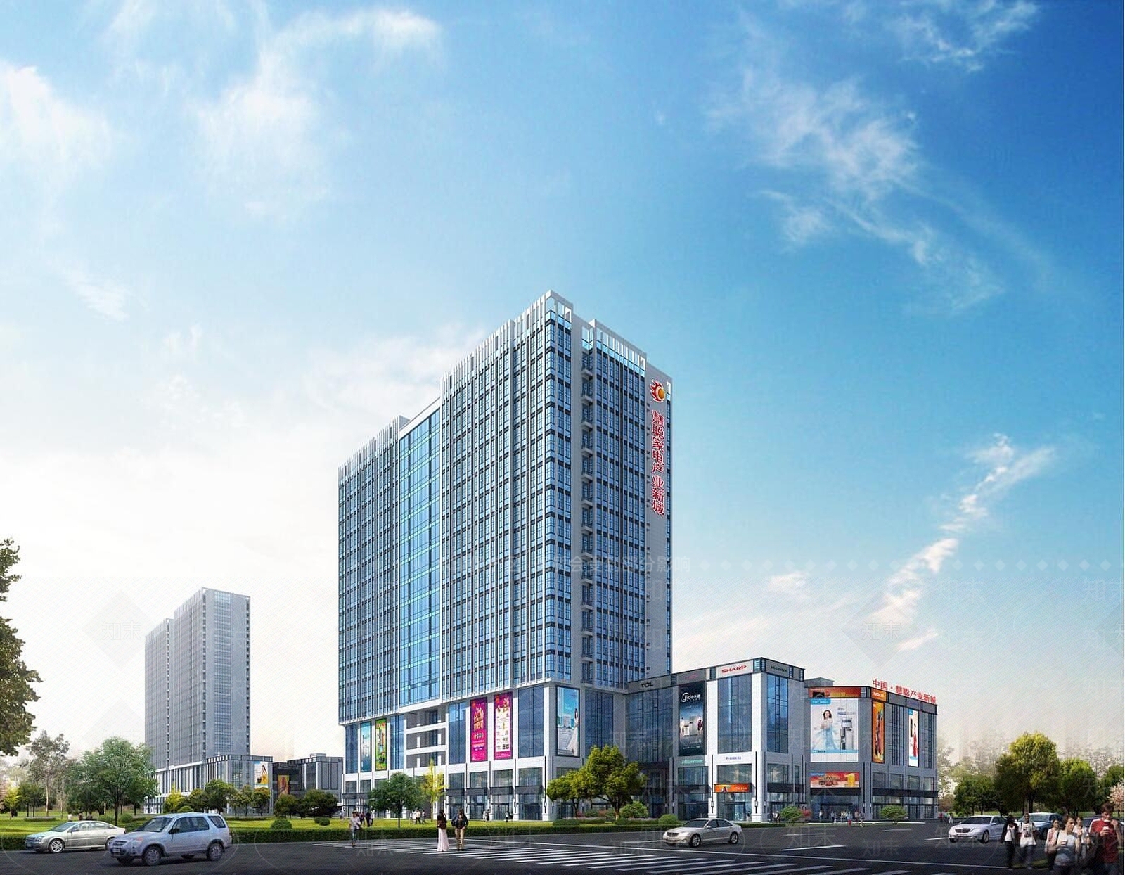 现代办公楼高层建筑3D模型下载【ID:1189838538】
