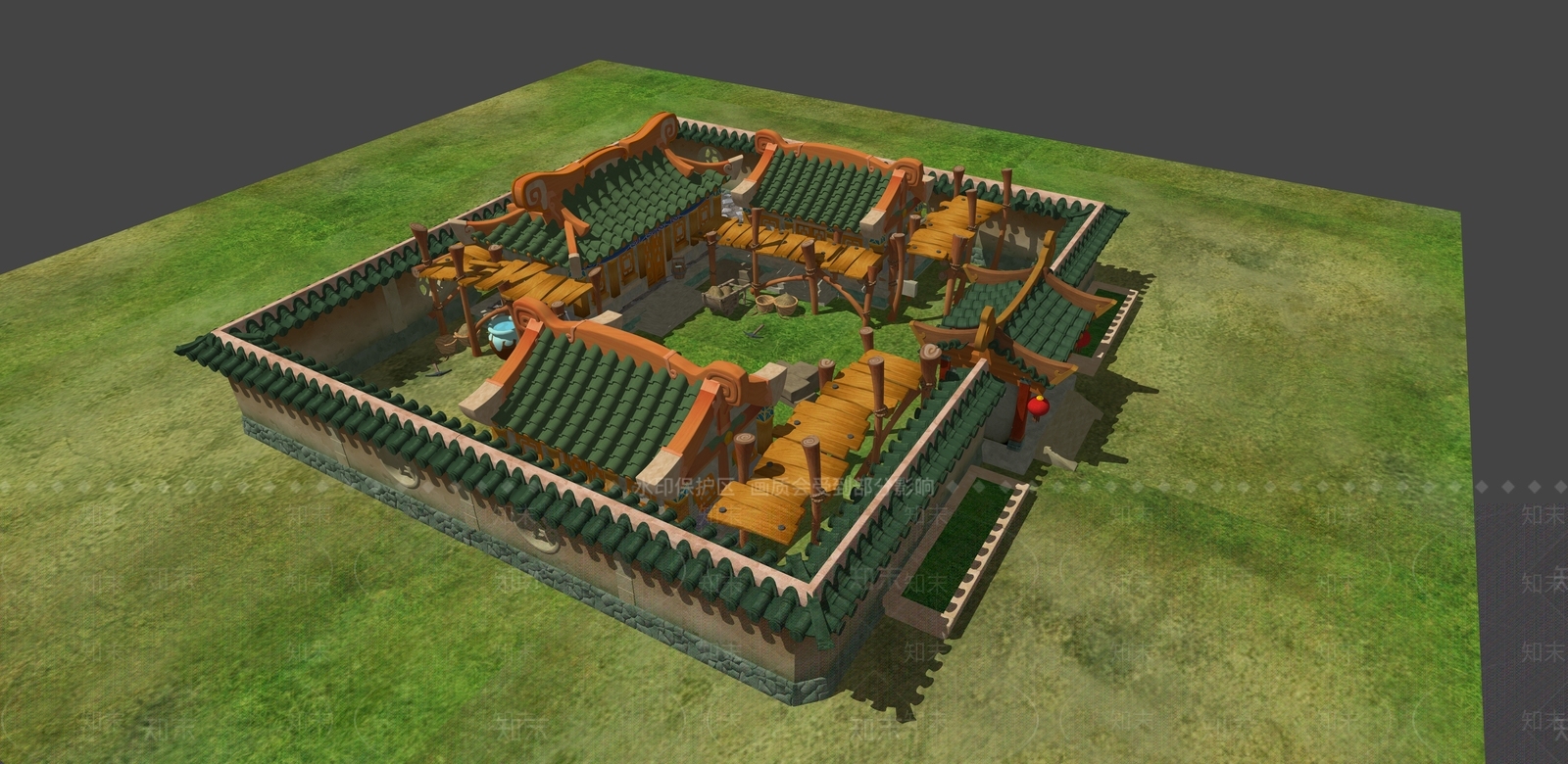中式复古古建筑SU模型下载【ID:1189839559】