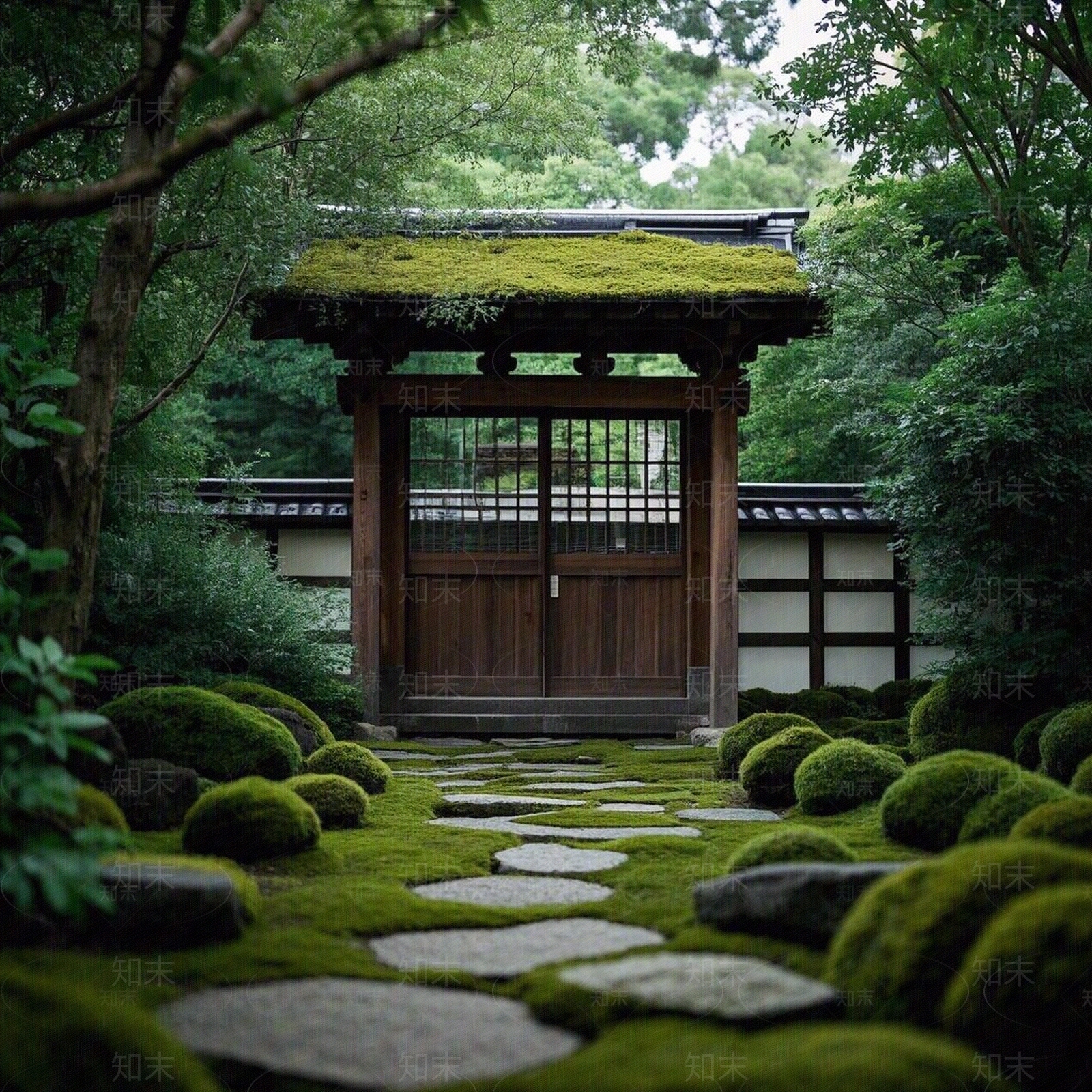 日式禅意小区外景贴图下载【ID:1189840780】