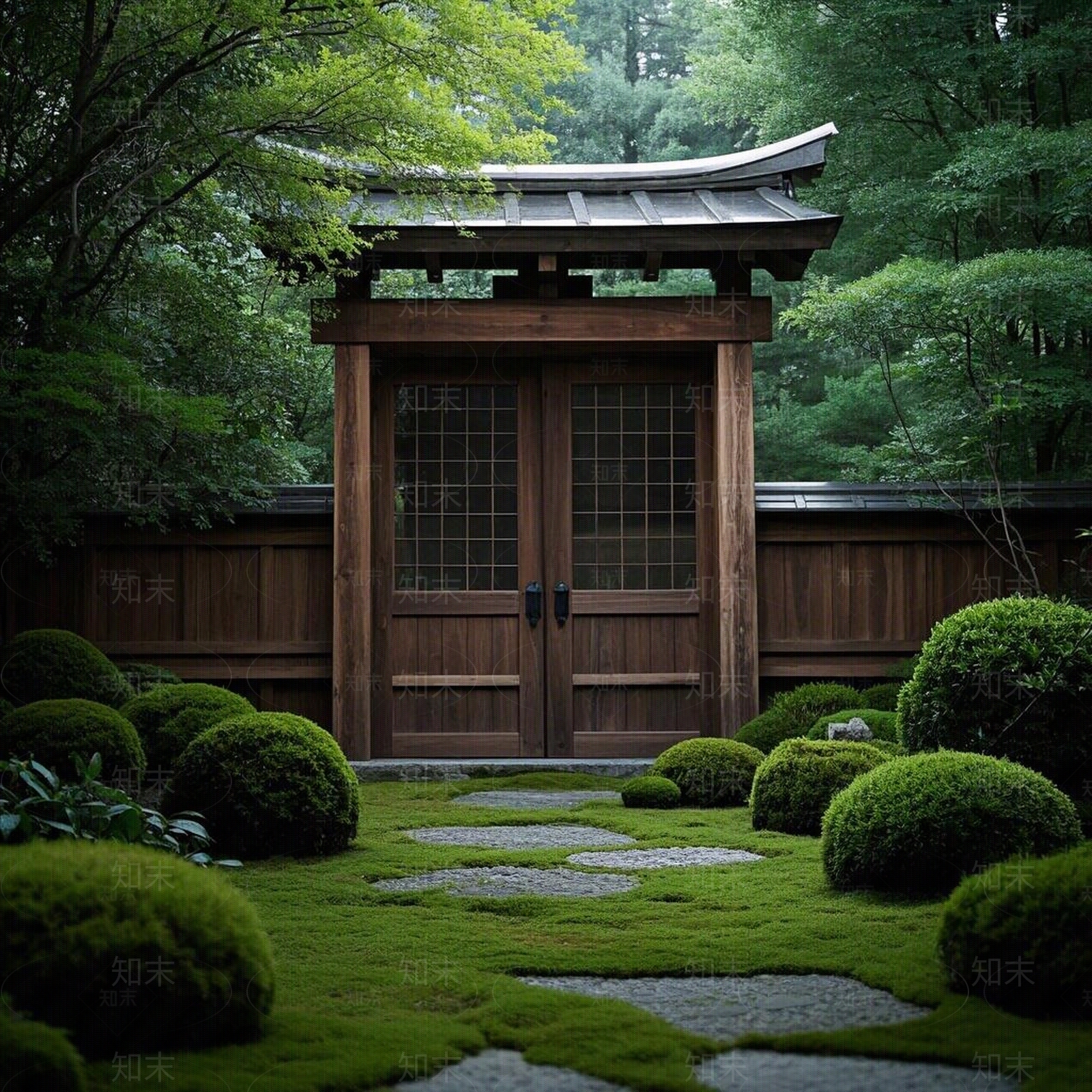 日式禅意小区外景贴图下载【ID:1189840814】