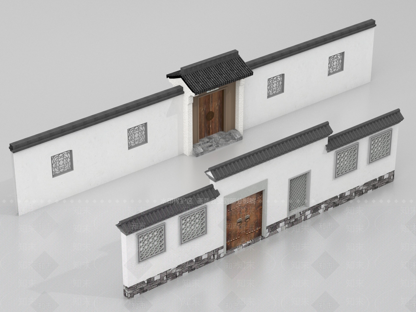 新中式围墙3D模型下载【ID:1189841295】