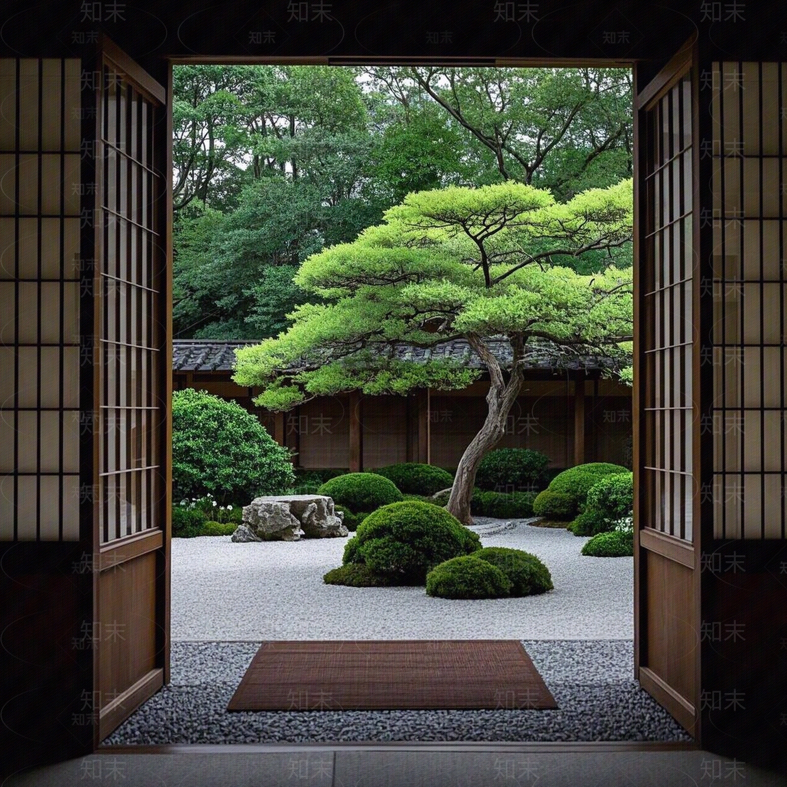 日式禅意小区外景贴图下载【ID:1189841500】