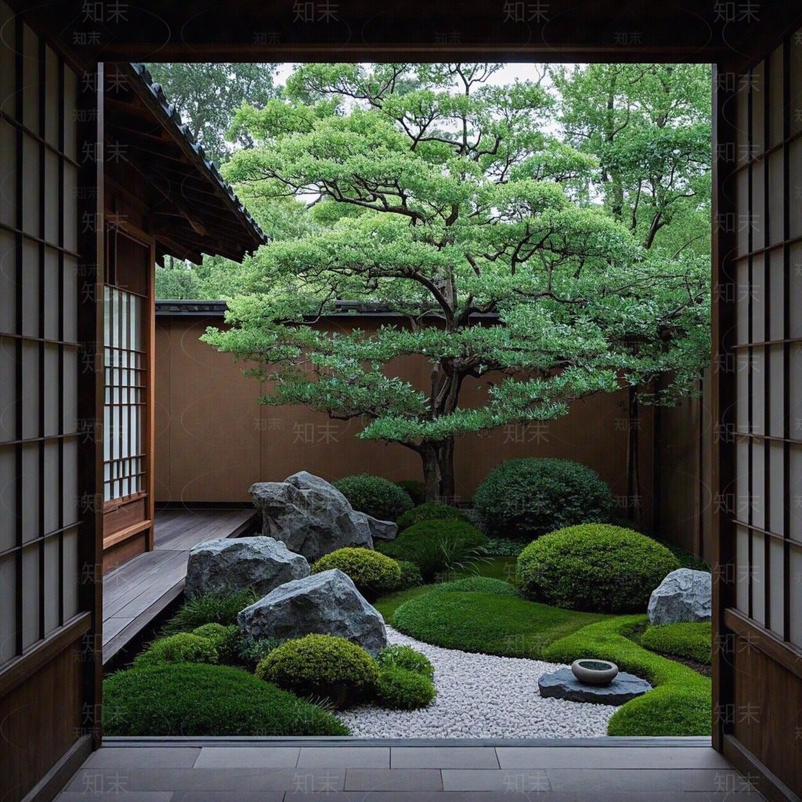 日式禅意小区外景贴图下载【ID:1189841698】