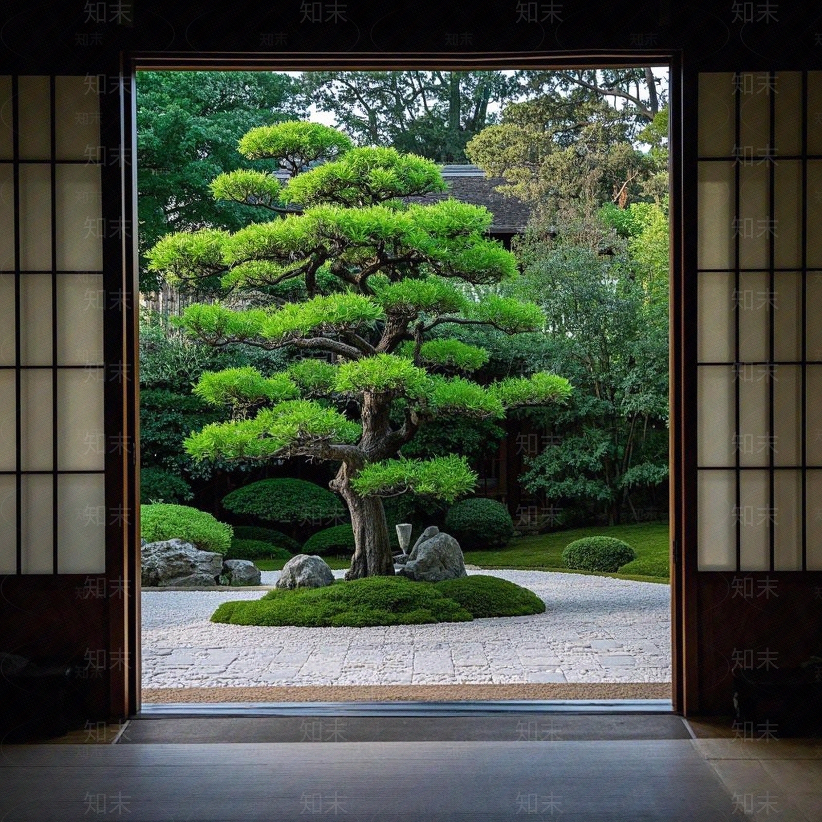 日式禅意小区外景贴图下载【ID:1189842577】