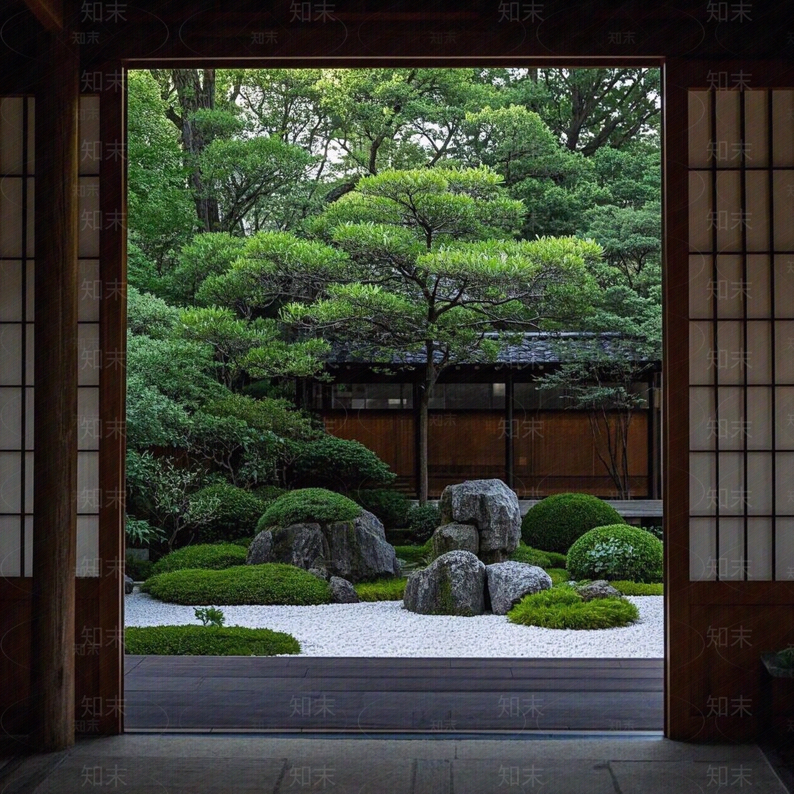 日式禅意小区外景贴图下载【ID:1189843203】