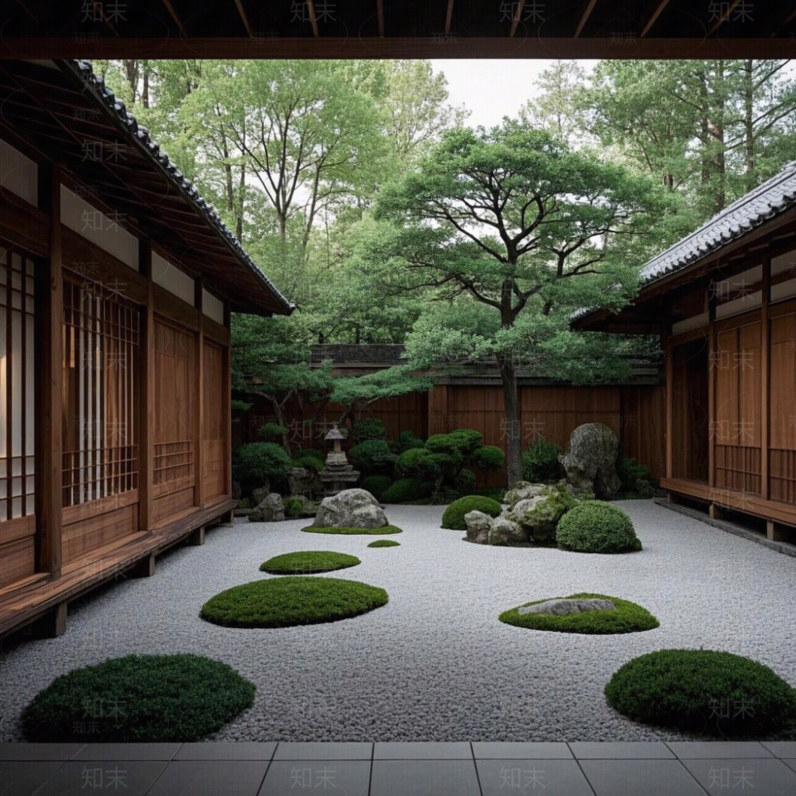 日式禅意小区外景贴图下载【ID:1189843470】