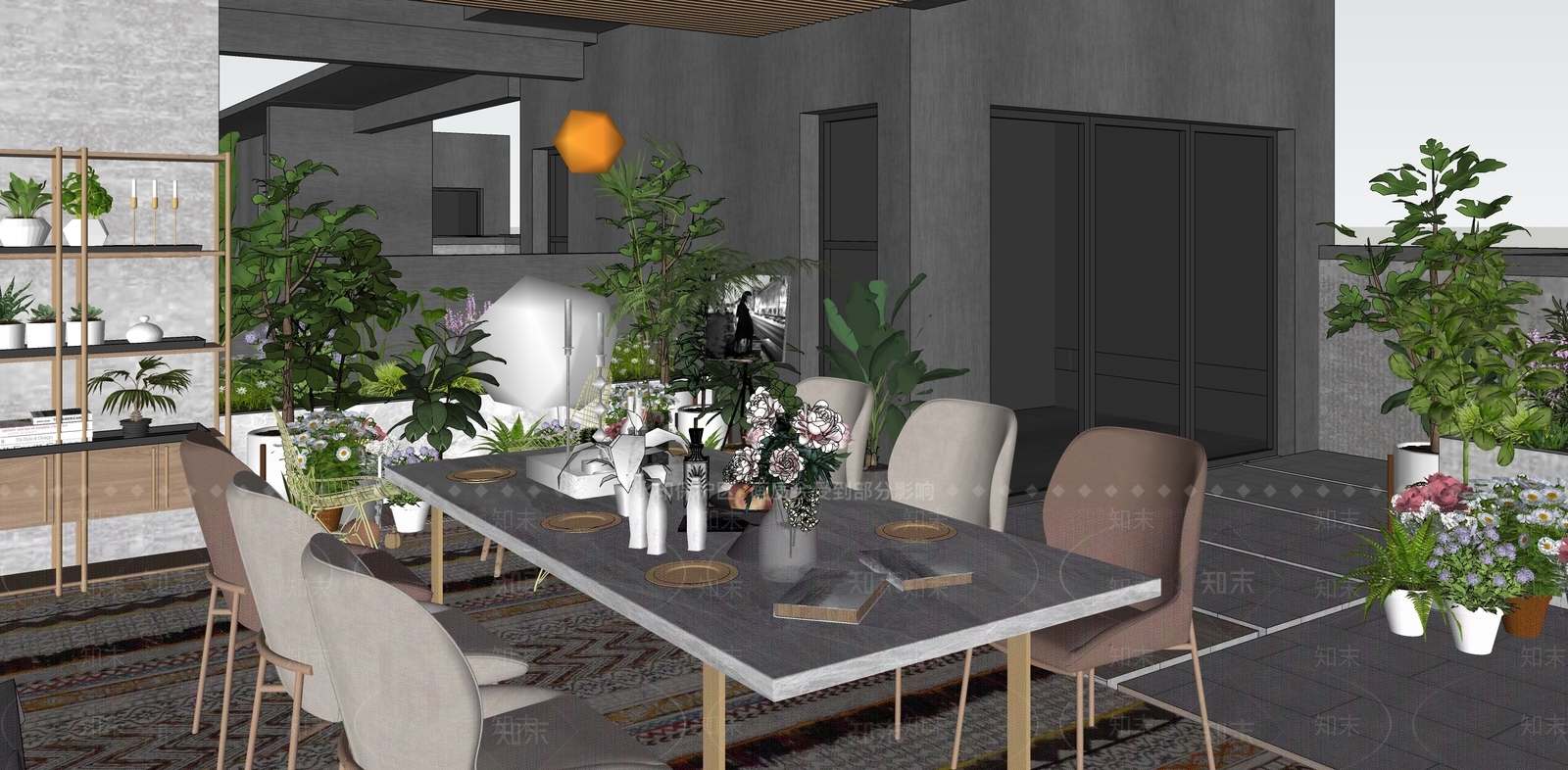 简约现代屋顶花园SU模型下载【ID:1189845215】