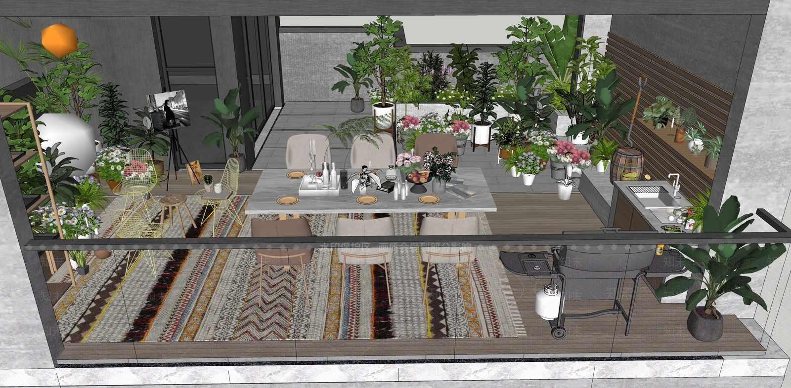 简约现代屋顶花园SU模型下载【ID:1189845215】