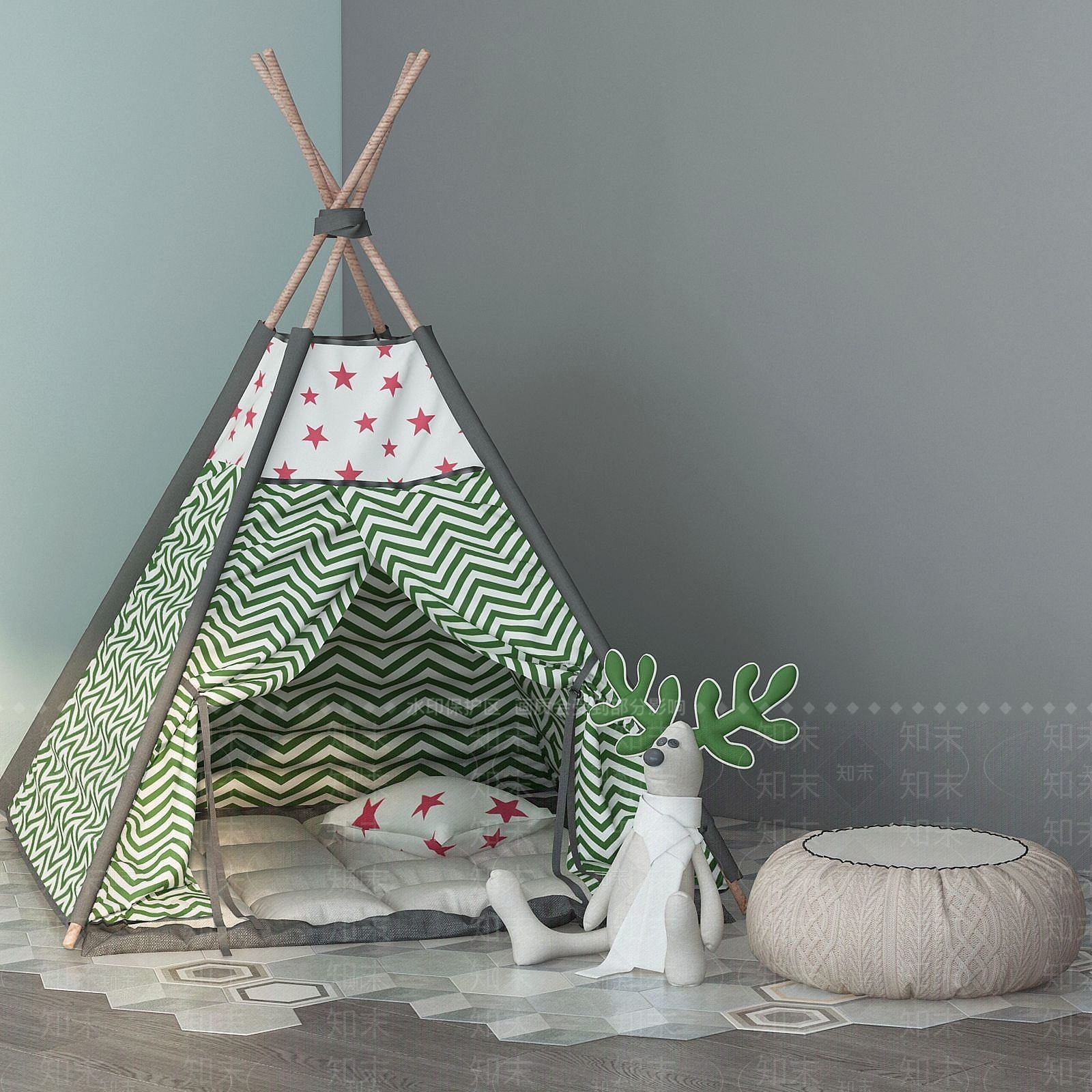 现代儿童帐篷3D模型下载【ID:1189847012】