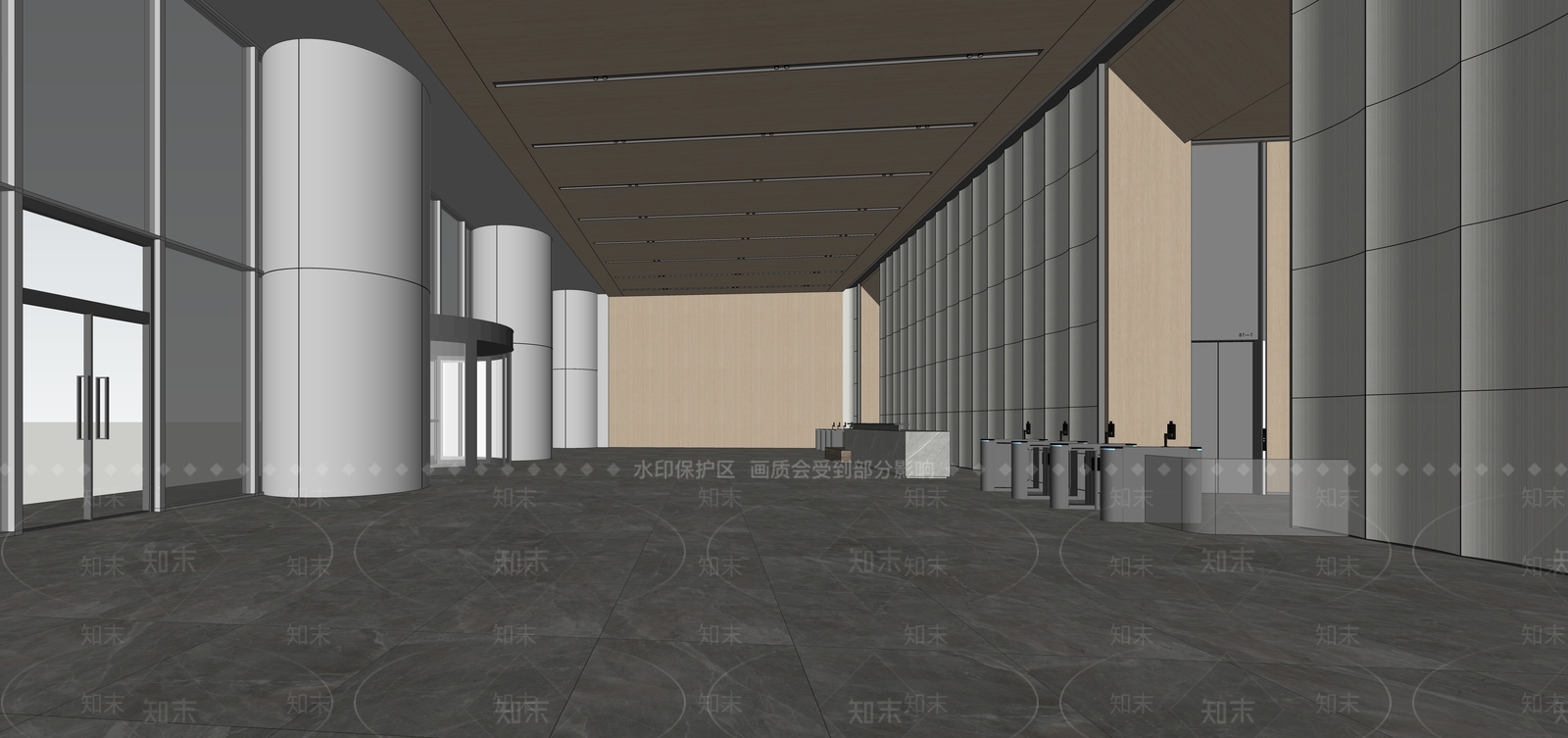 现代办公大堂SU模型下载【ID:1189847587】