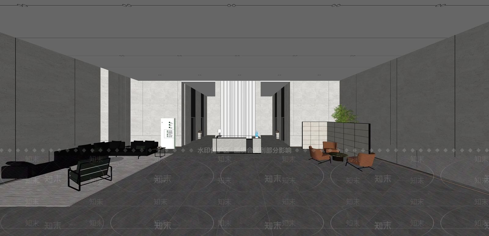 现代酒店大堂SU模型下载【ID:1189848702】