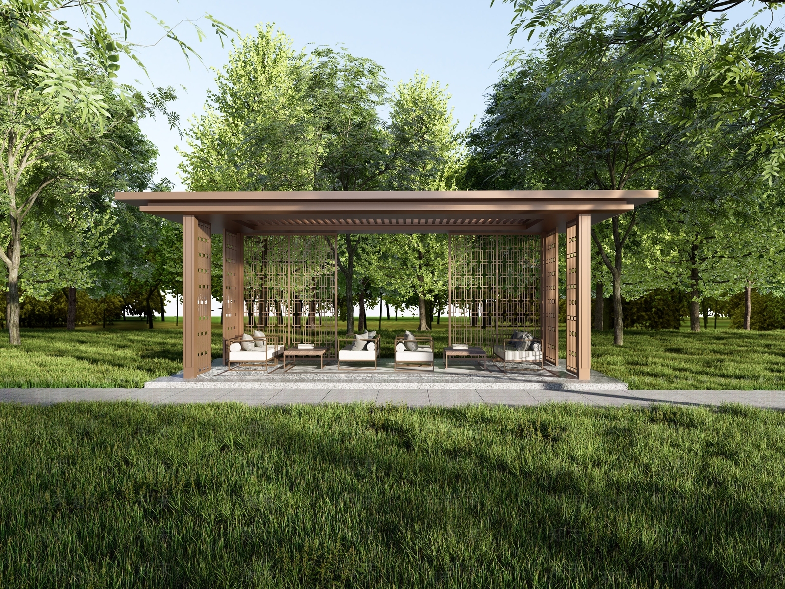现代中式亭子SU模型下载【ID:1189850182】