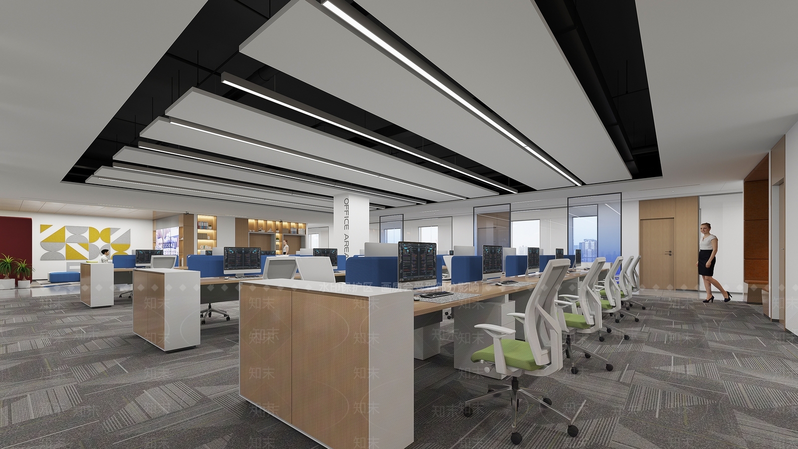 现代办公大厅3D模型下载【ID:1189850687】