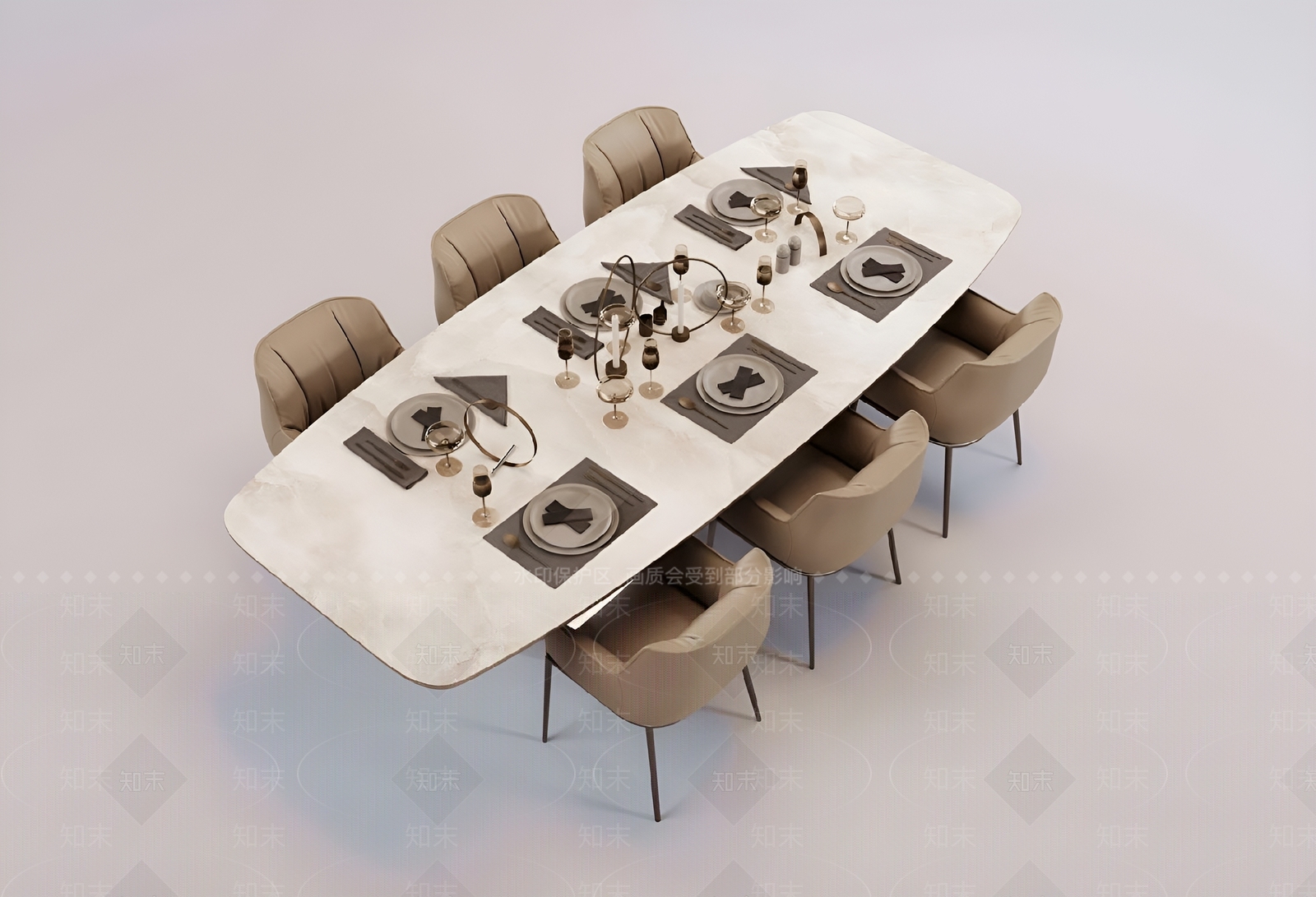 现代餐桌椅3D模型下载【ID:1189954316】