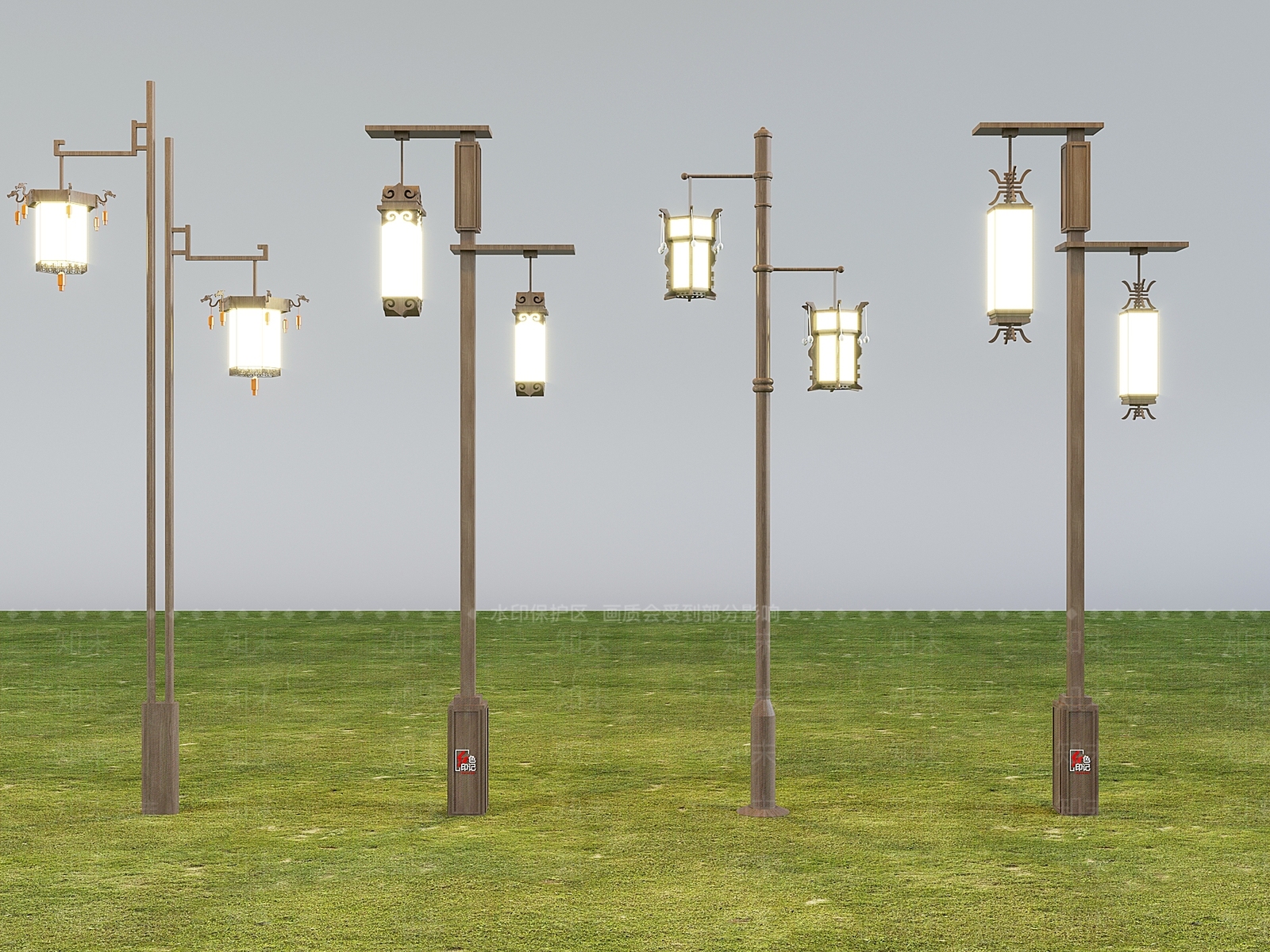 现代新中式路灯SU模型下载【ID:1189857084】