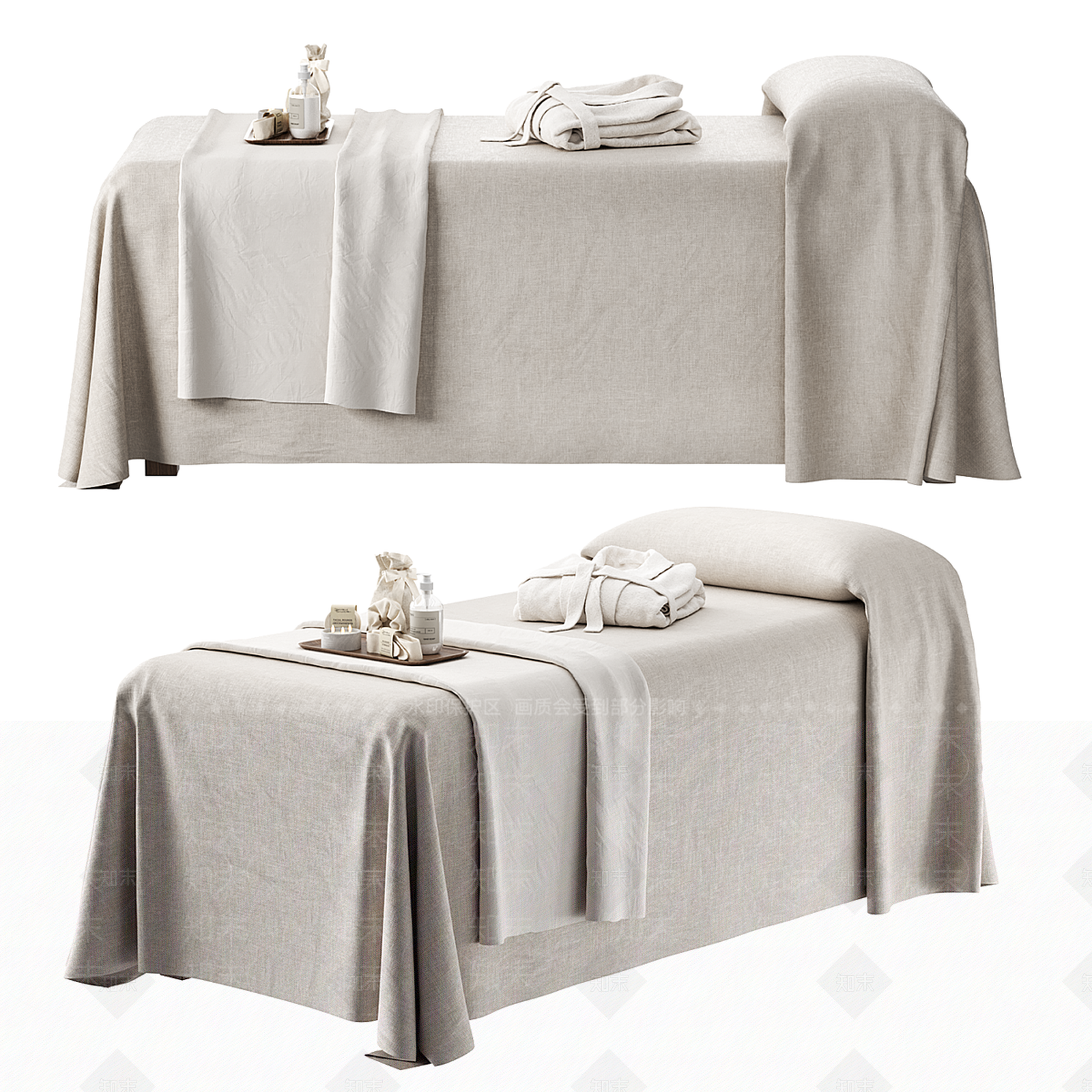 现代奶油按摩床3D模型下载【ID:1189860350】