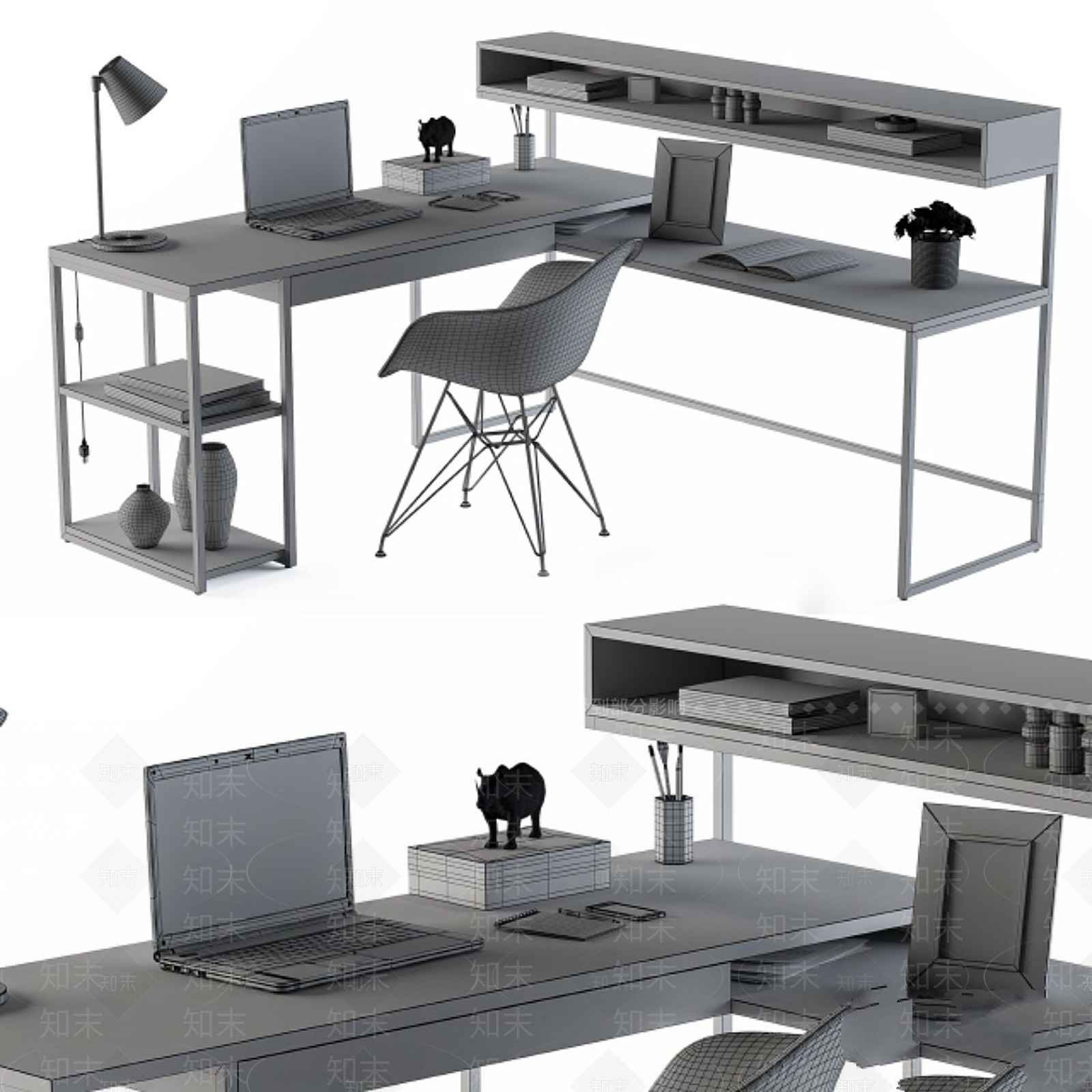 办公桌椅3D模型下载【ID:1189861263】