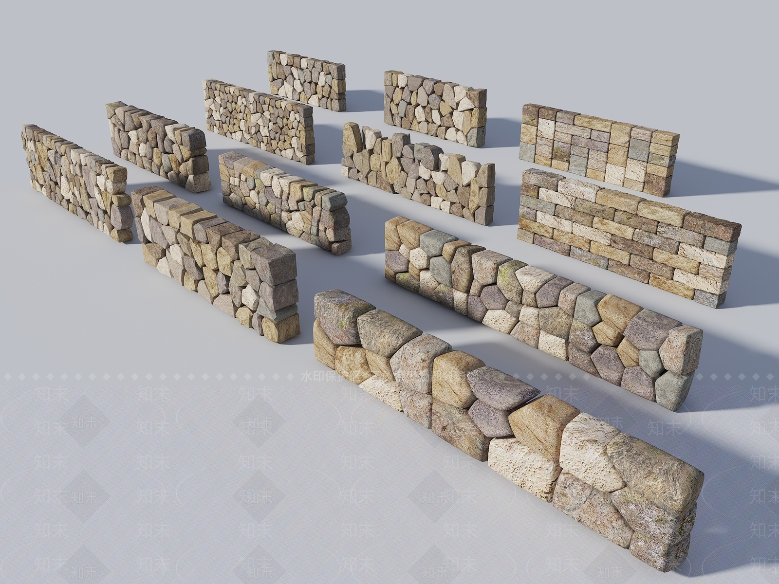 中式围墙3D模型下载【ID:1189862804】