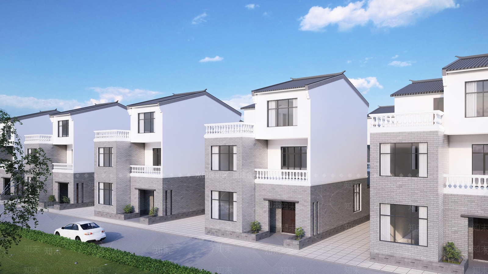 新中式中式乡村民房SU模型下载【ID:1189875831】