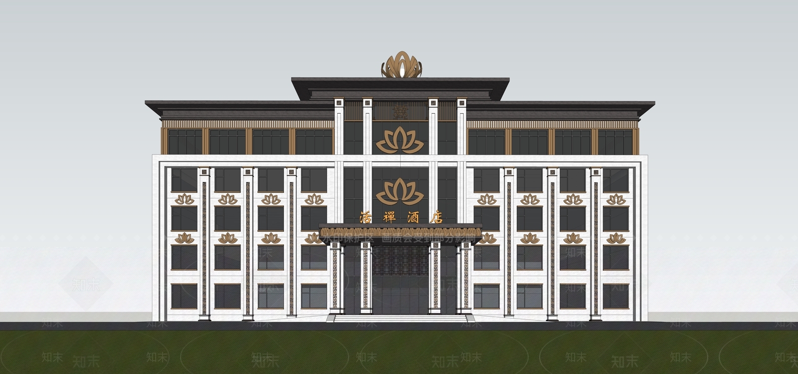 新中式其他商业建筑SU模型下载【ID:1189878117】