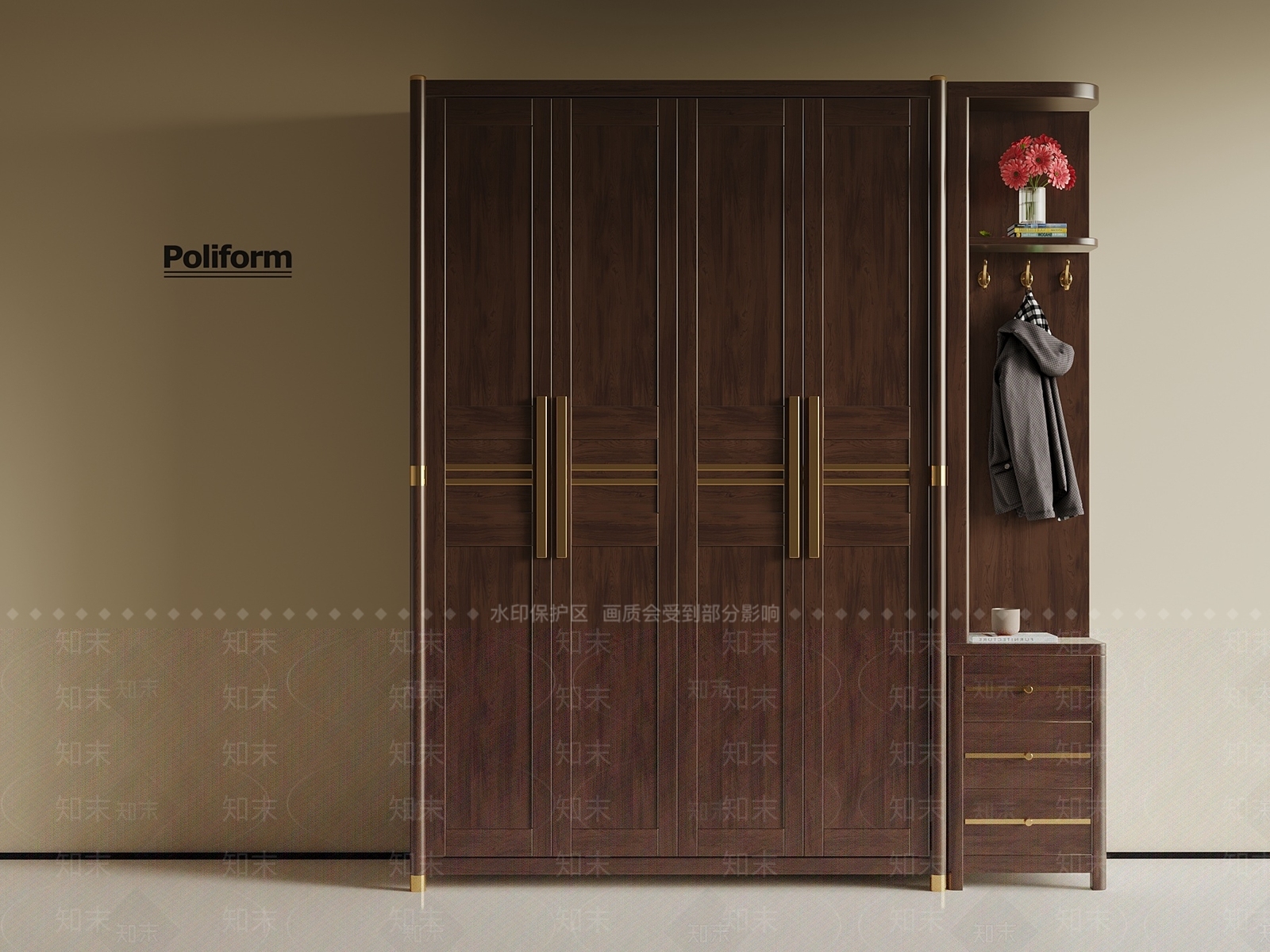 新中式衣柜3D模型下载【ID:1189880462】