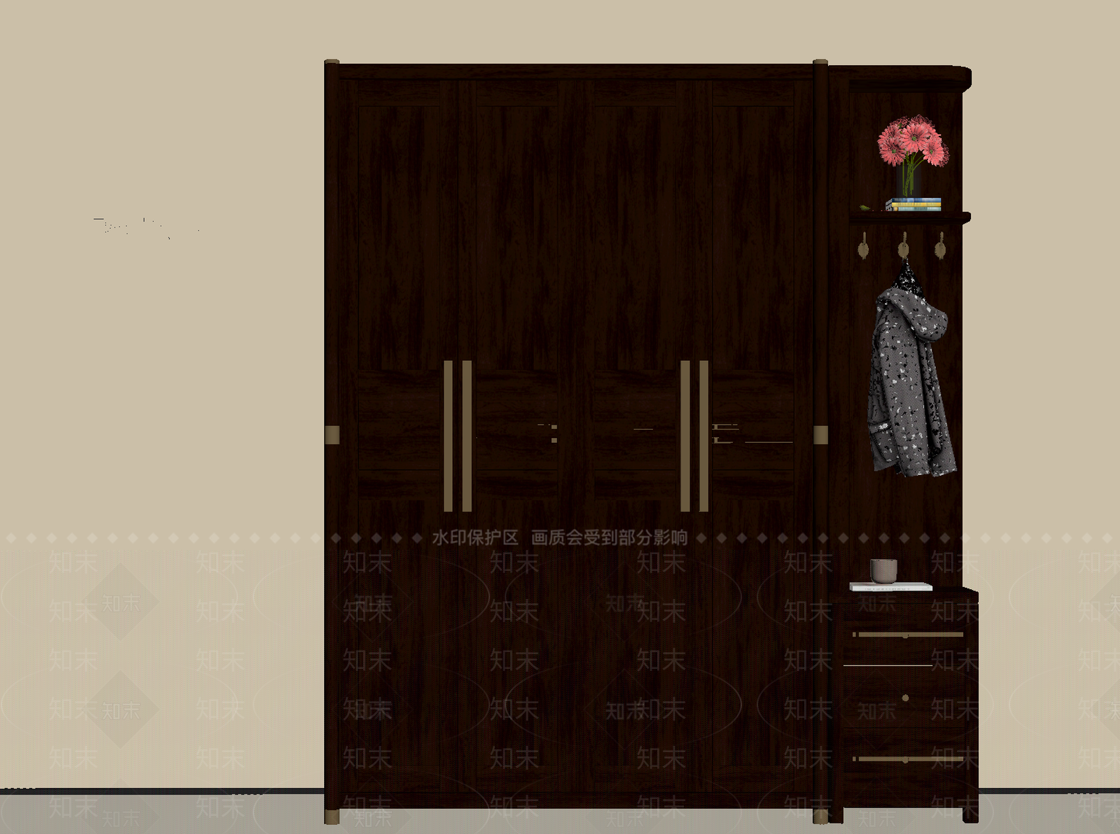 新中式衣柜SU模型下载【ID:1189880598】