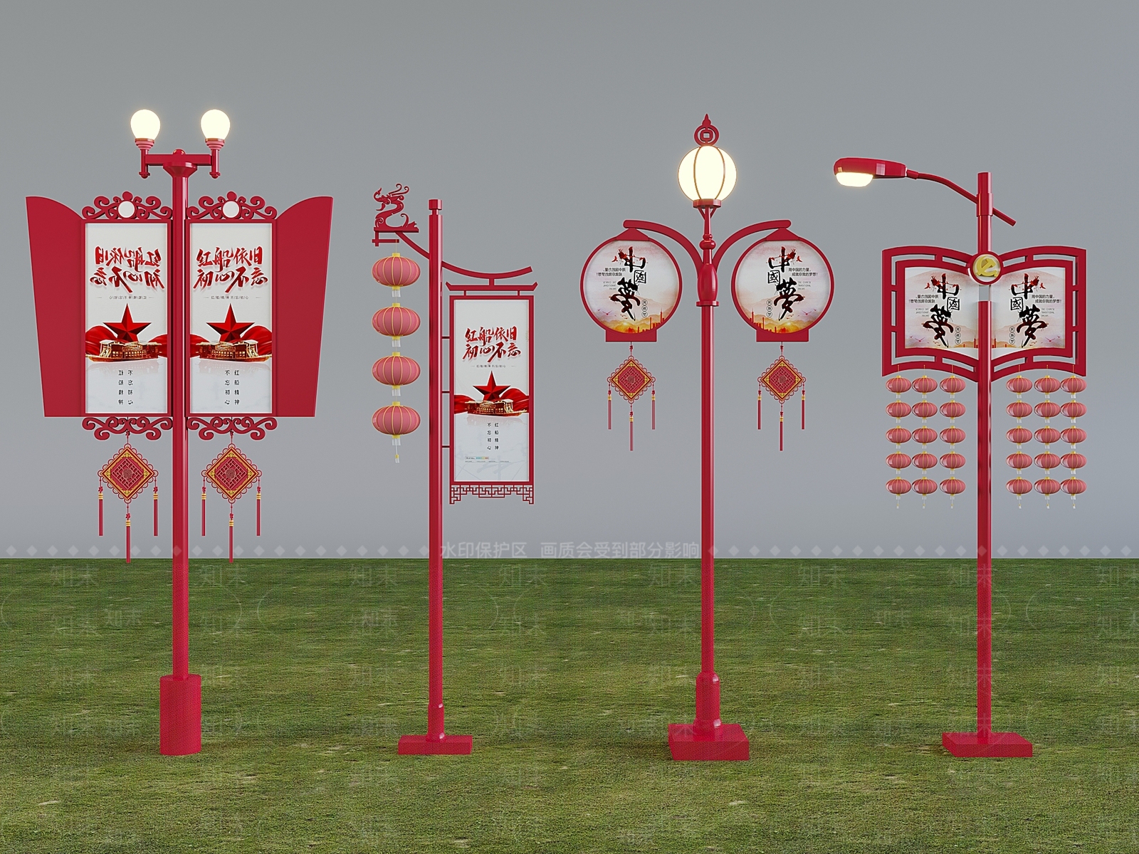 新中式中式路灯SU模型下载【ID:1189882634】