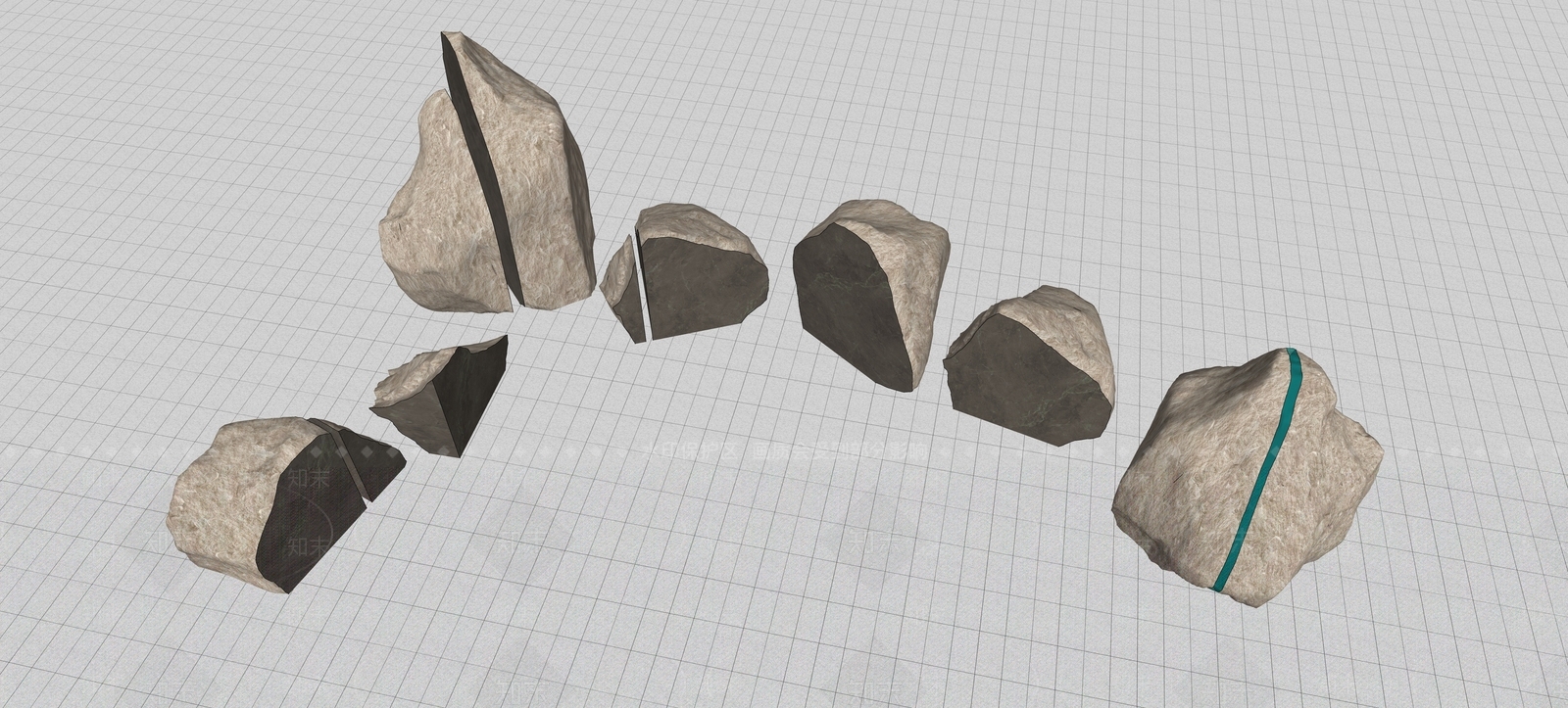 新中式日式石头SU模型下载【ID:1189884389】