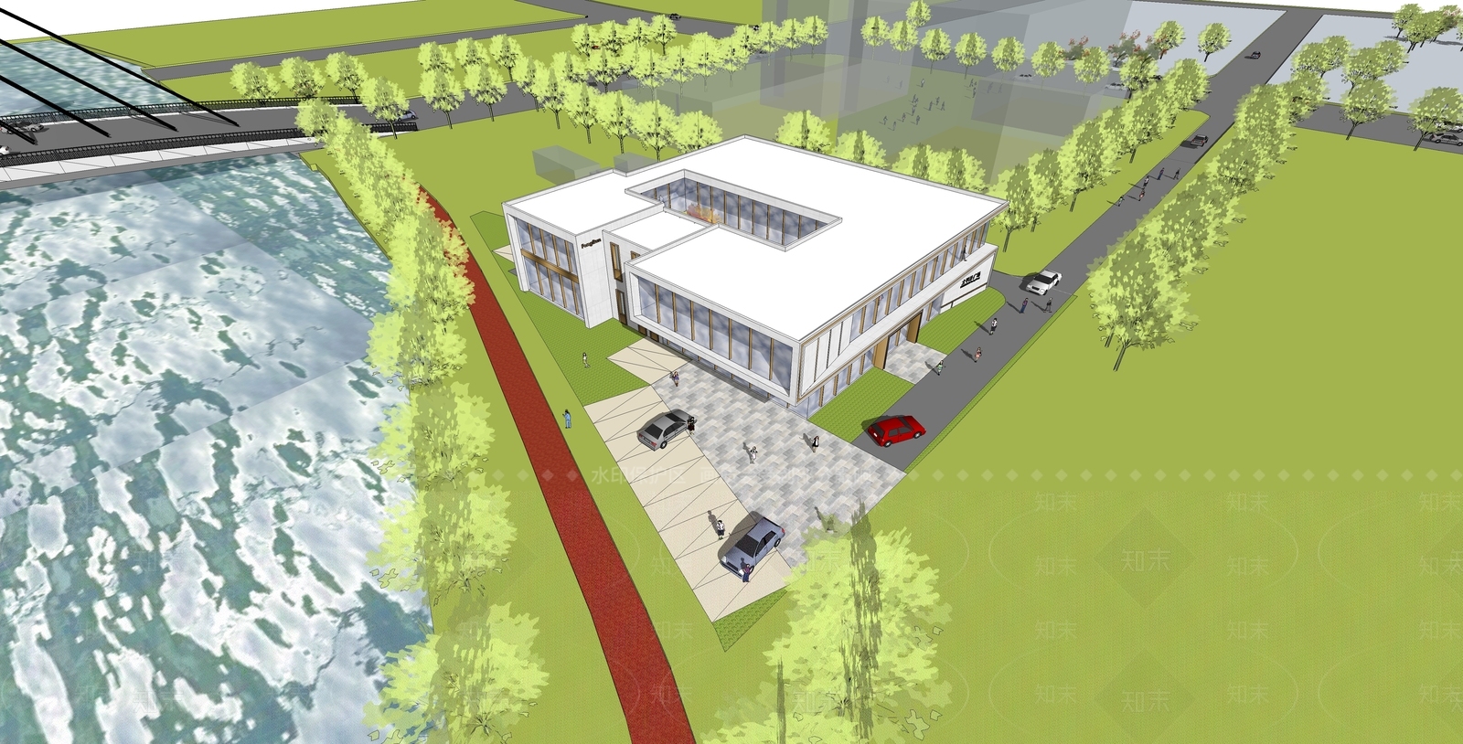 现代售楼处建筑SU模型下载【ID:1189885434】