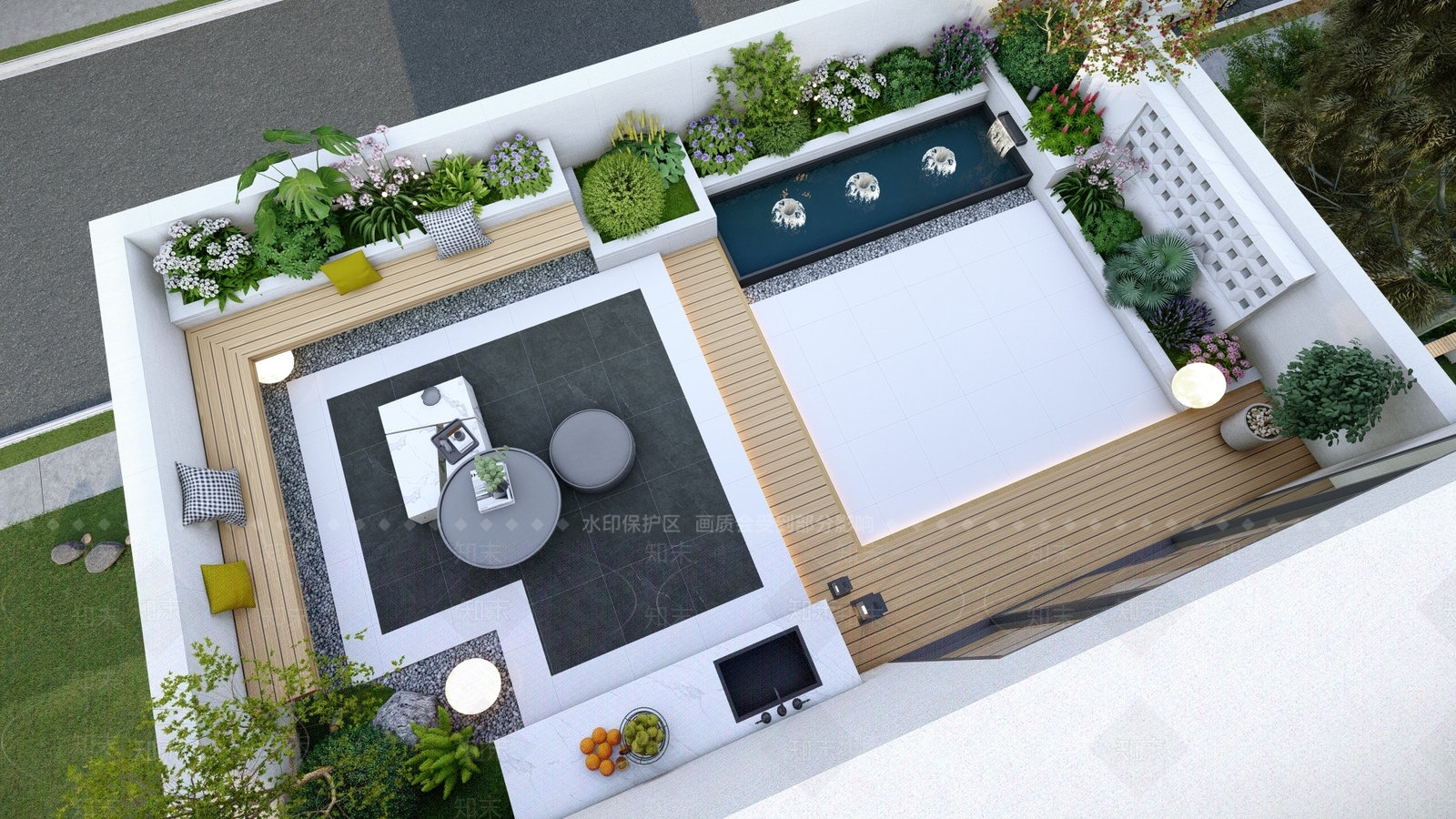 现代屋顶花园SU模型下载【ID:1189885607】