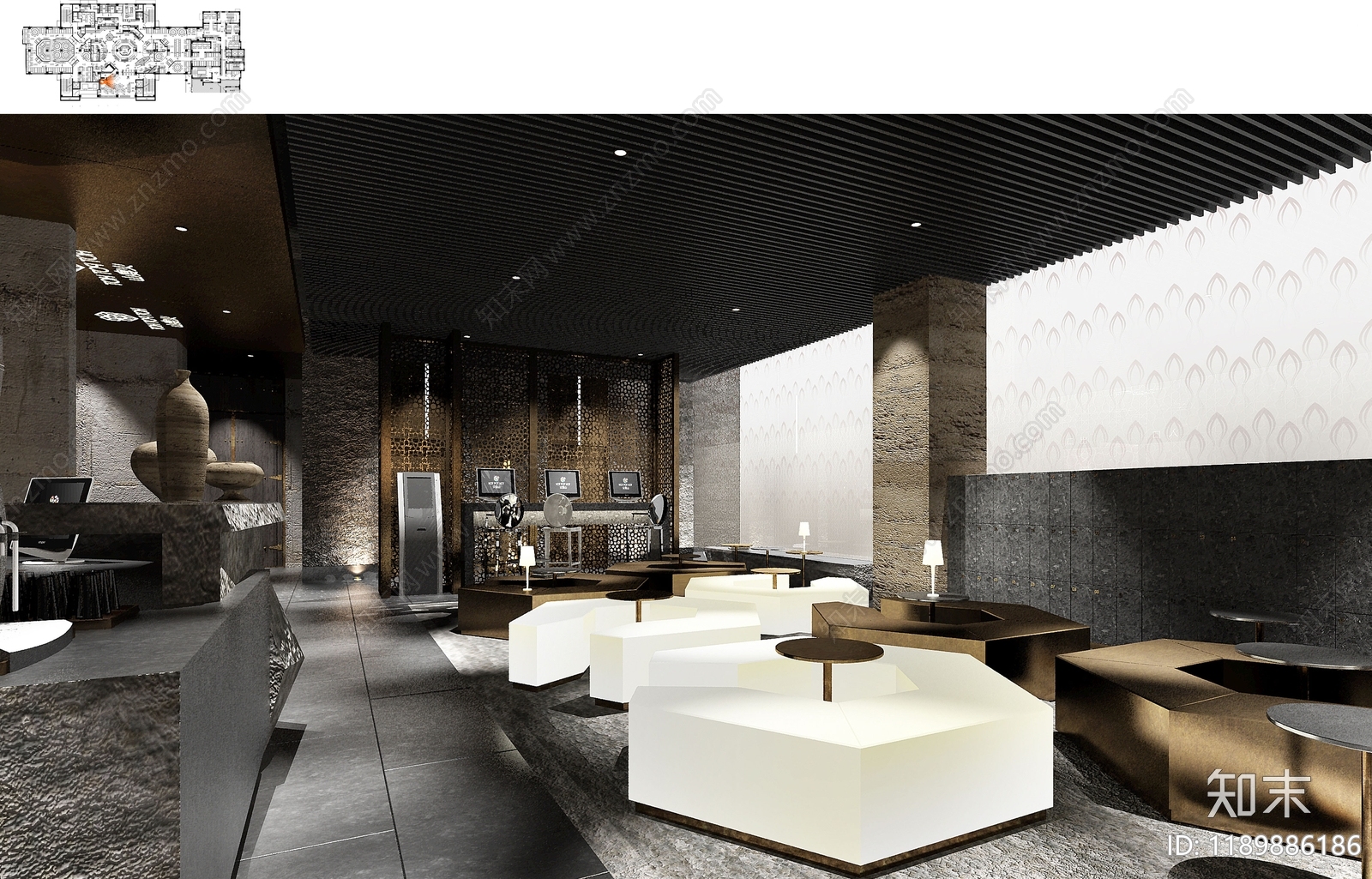 现代自助餐厅cad施工图下载【ID:1189886186】
