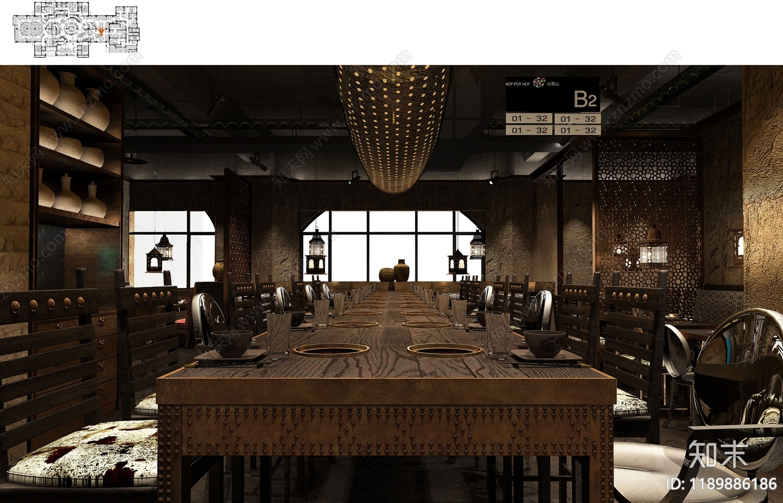 现代自助餐厅cad施工图下载【ID:1189886186】