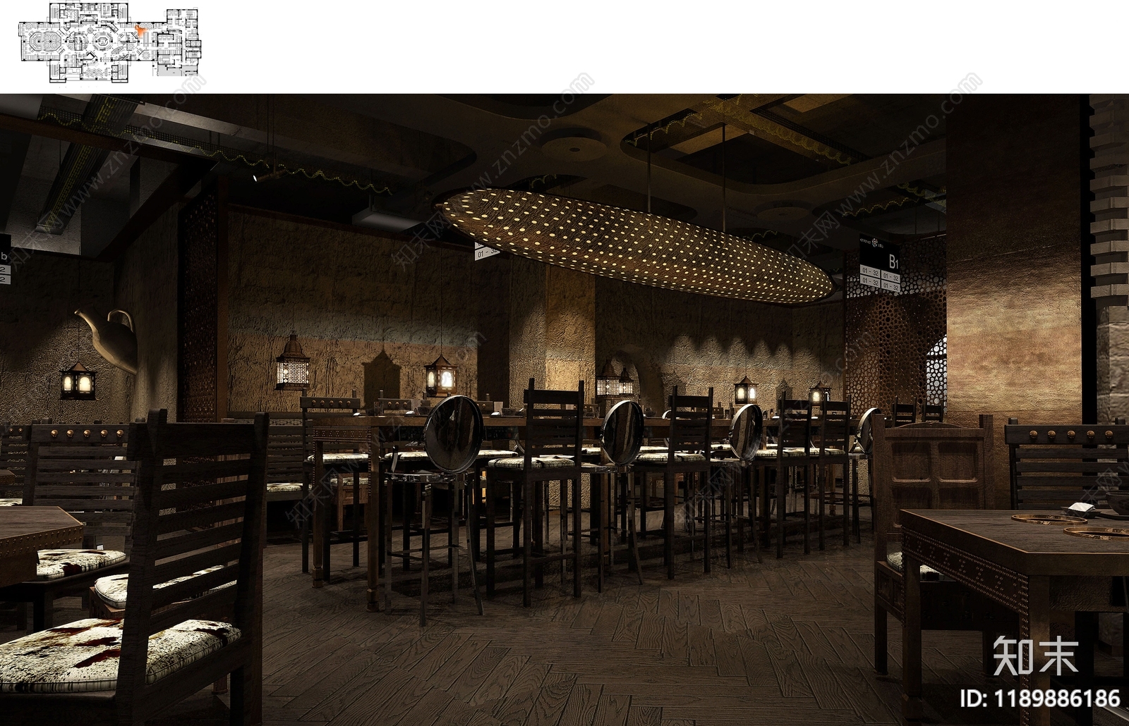 现代自助餐厅cad施工图下载【ID:1189886186】