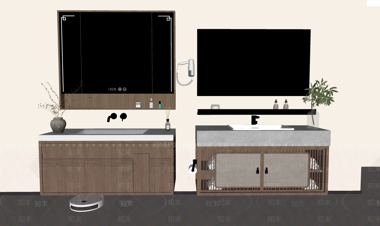 新中式浴室柜SU模型下载【ID:1189886103】