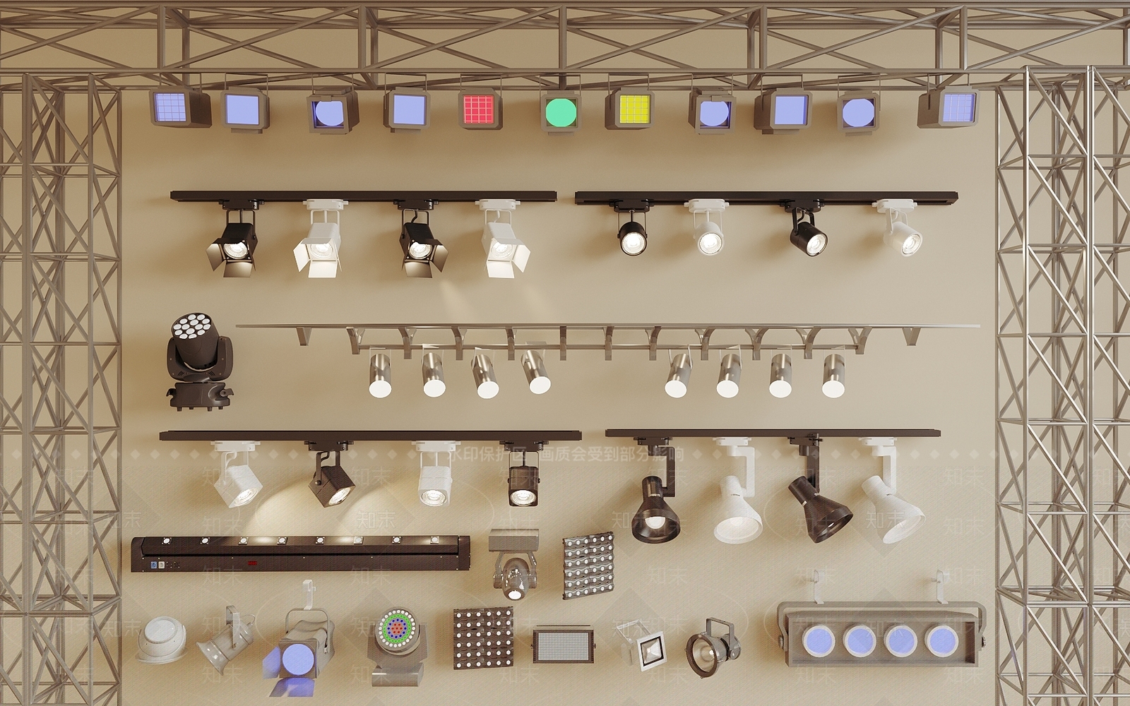 现代舞台灯SU模型下载【ID:1189887524】