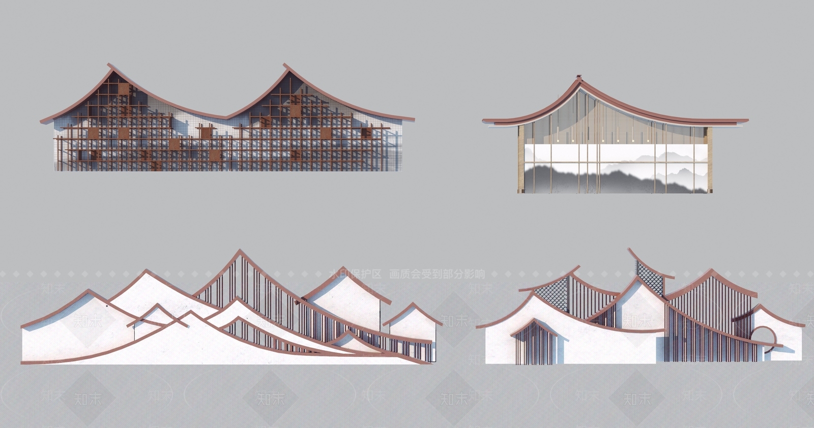 新中式景墙3D模型下载【ID:1189890390】
