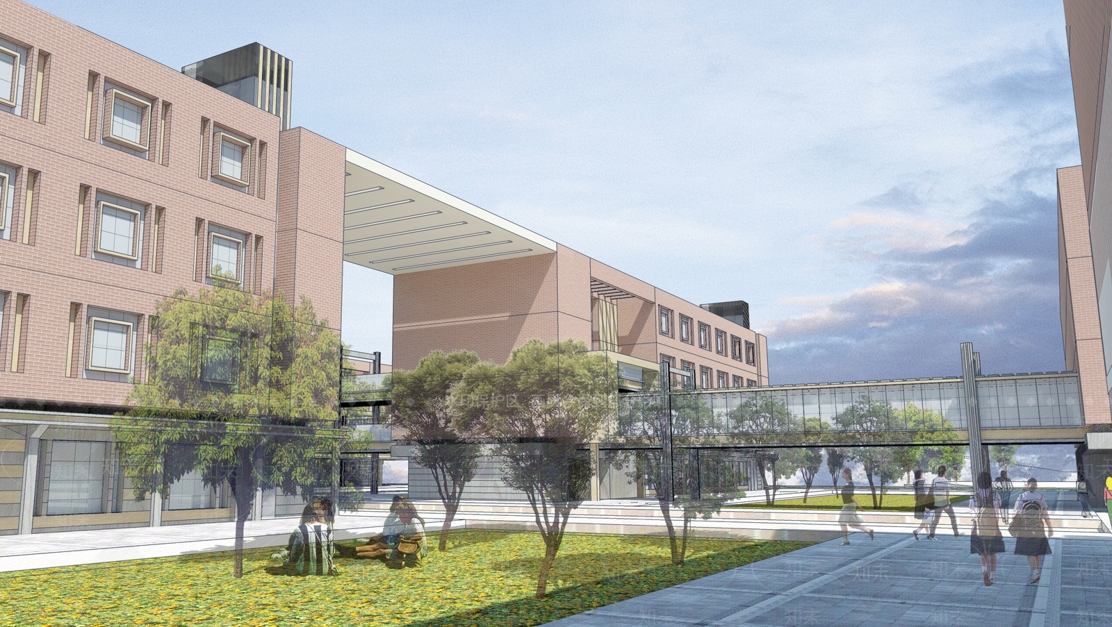 现代新中式学校建筑SU模型下载【ID:1189891247】