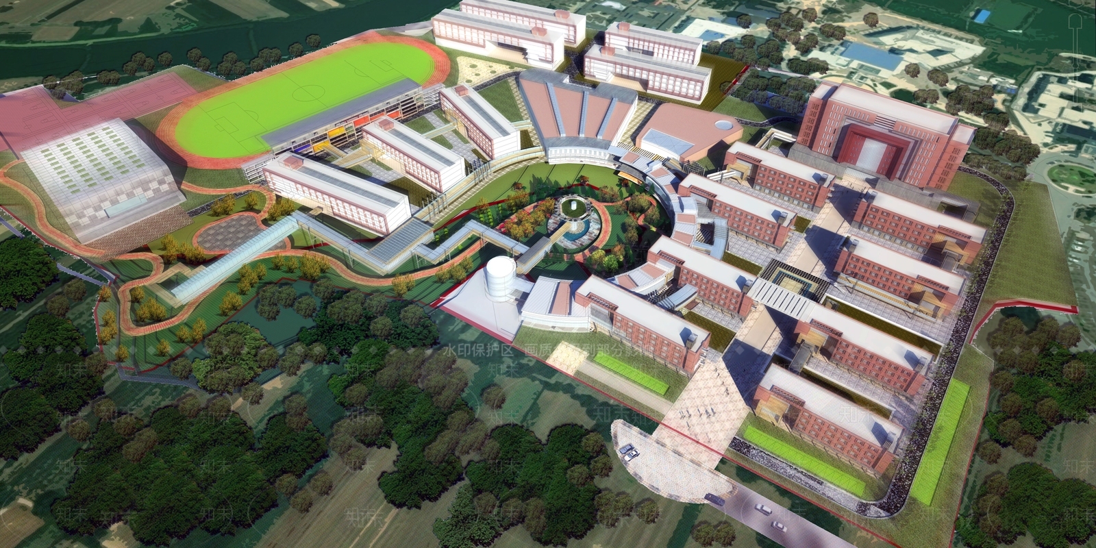 现代新中式学校建筑SU模型下载【ID:1189891247】