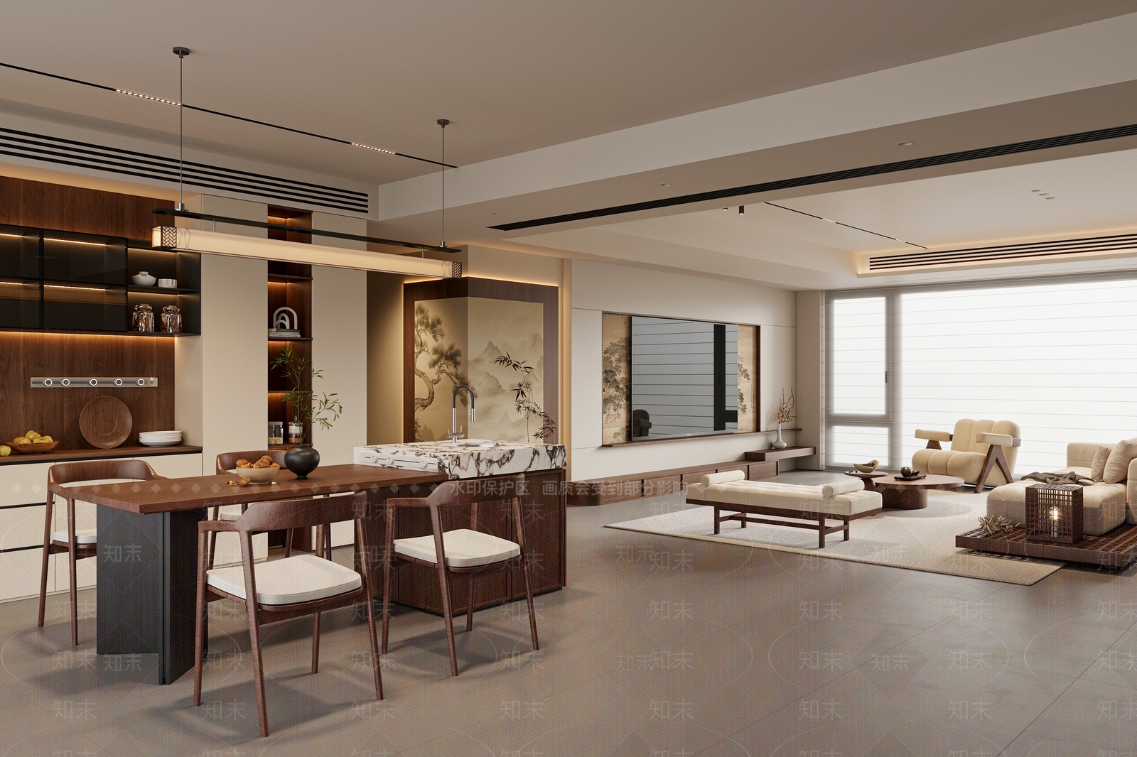 新中式中式宋式客餐厅3D模型下载【ID:1189890986】