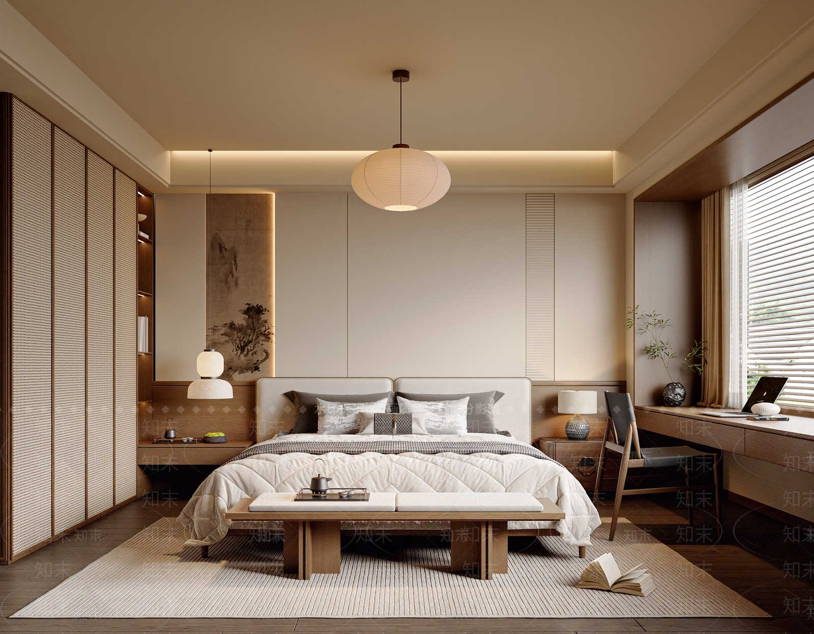 新中式中式宋式卧室3D模型下载【ID:1189891178】