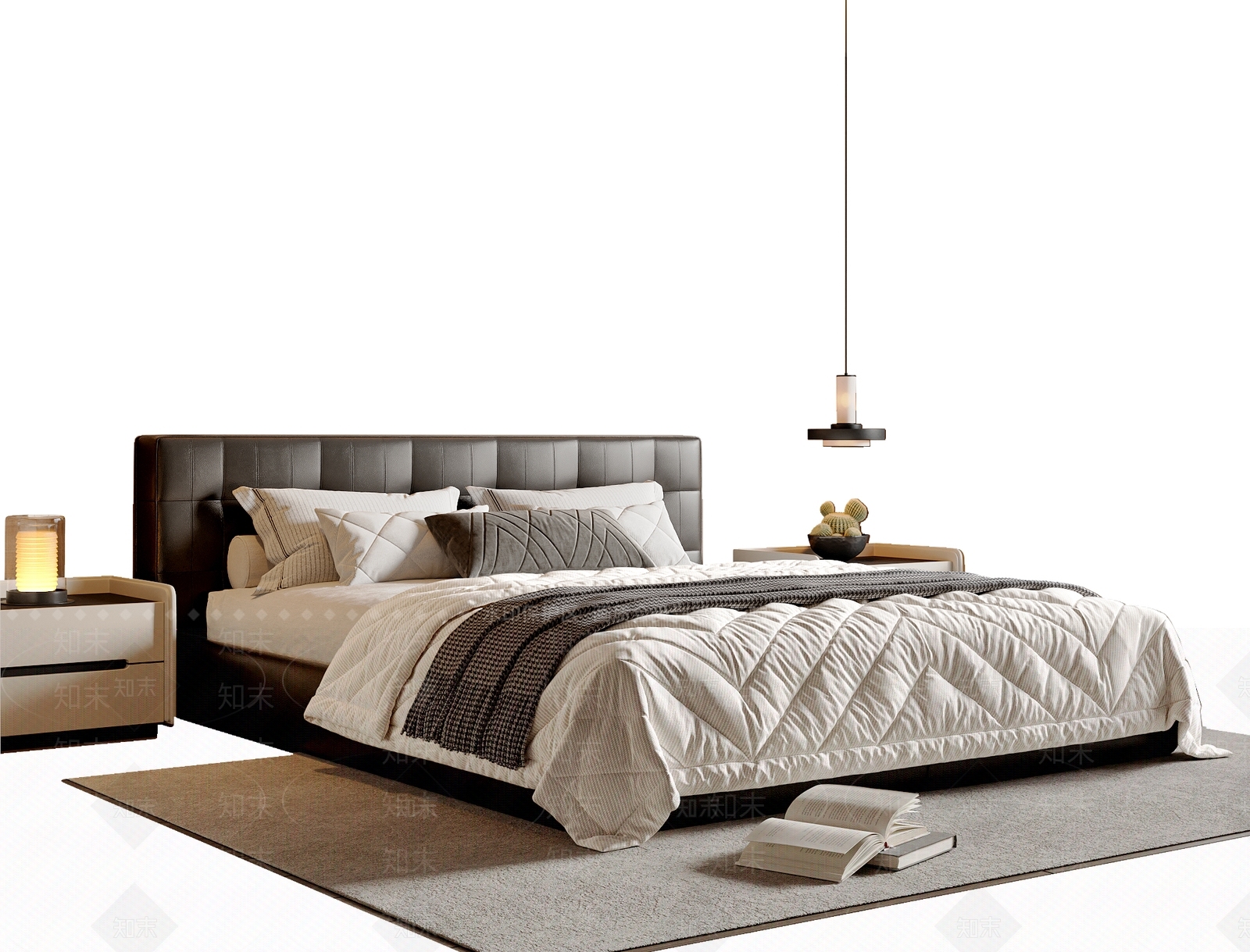 现代简约双人床3D模型下载【ID:1189891419】