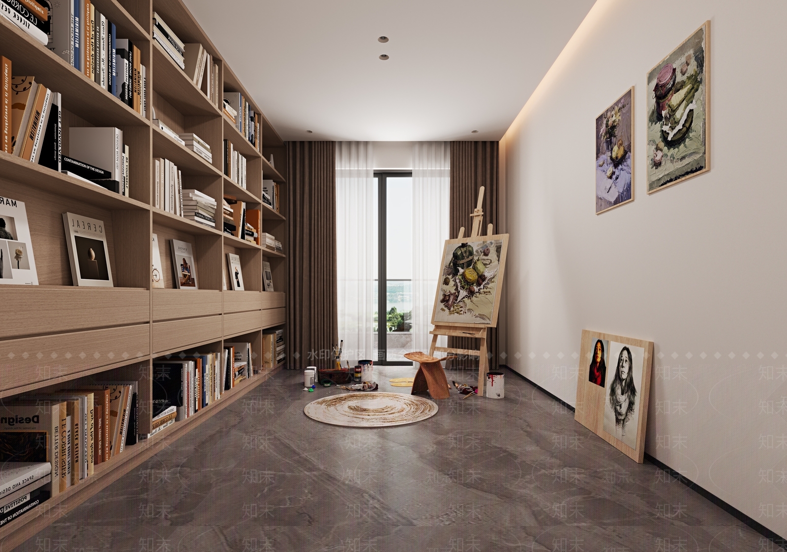 现代书房3D模型下载【ID:1189891581】