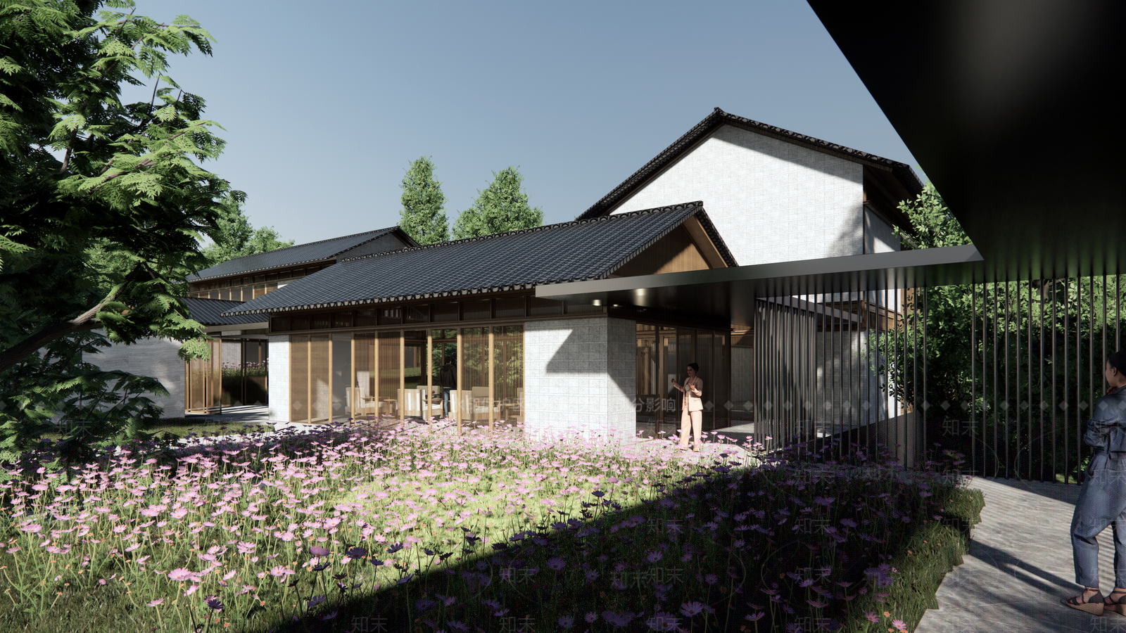 新中式民宿建筑SU模型下载【ID:1189892555】