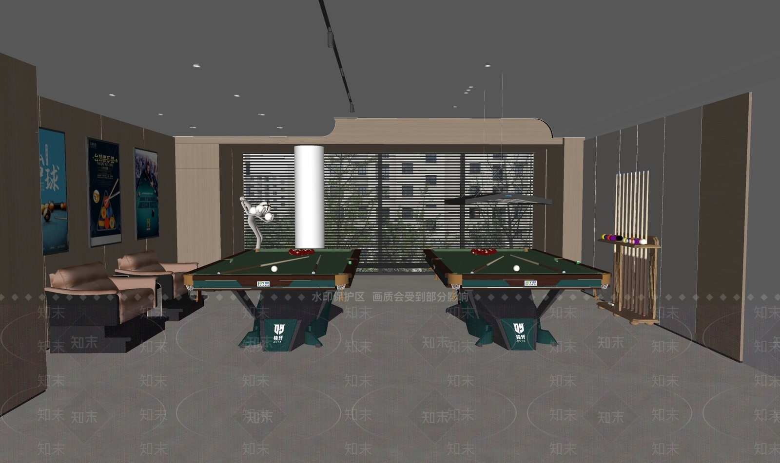 现代台球室SU模型下载【ID:1189893232】
