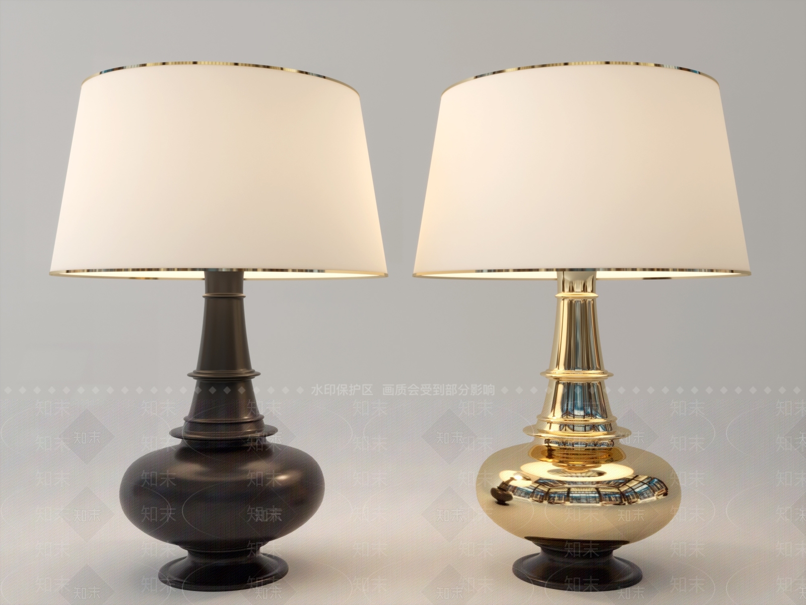 欧式美式台灯SU模型下载【ID:1189895844】