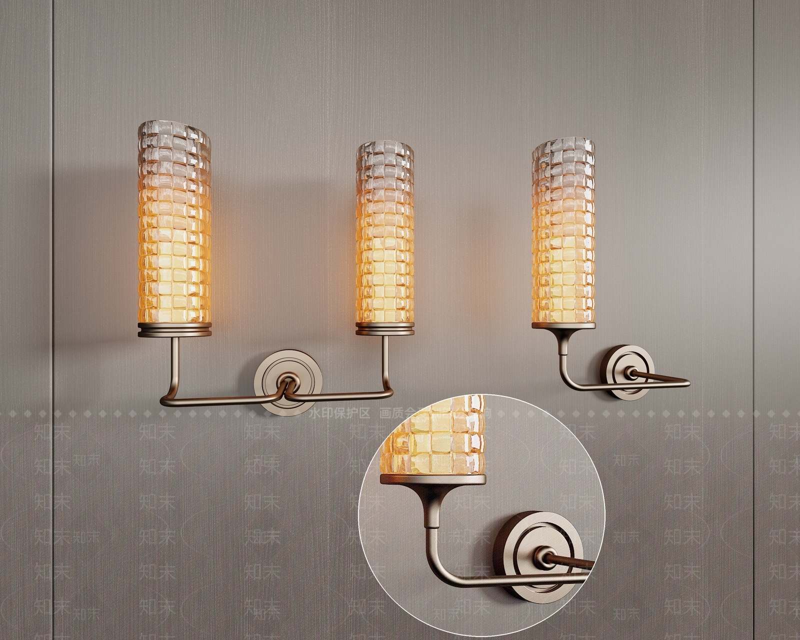 现代意式水晶壁灯3D模型下载【ID:1189896133】